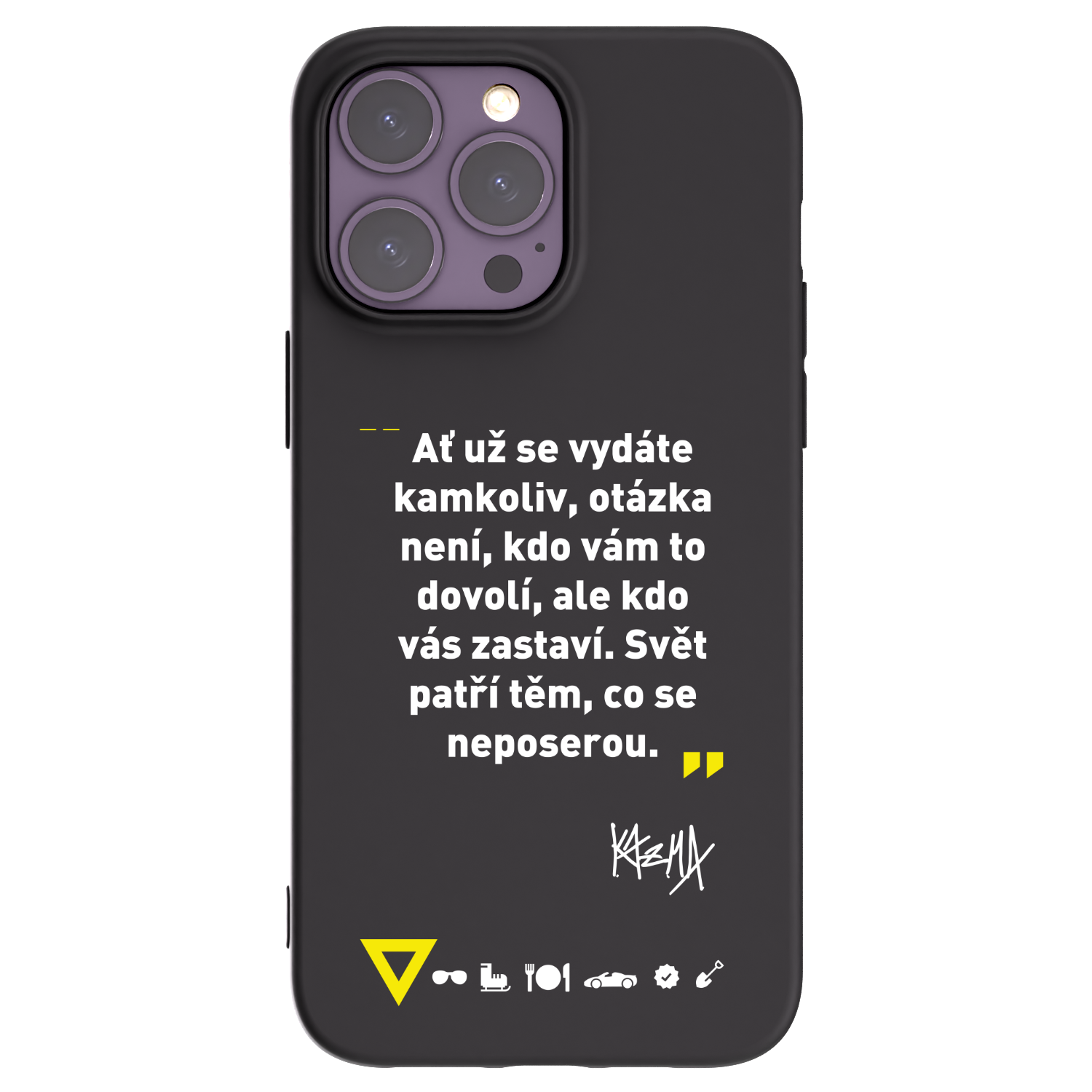 Picasee silikonový černý obal pro Apple iPhone 14 Pro Max - Kazma - SVĚT PATŘÍ TĚM, CO SE NEPOSEROU