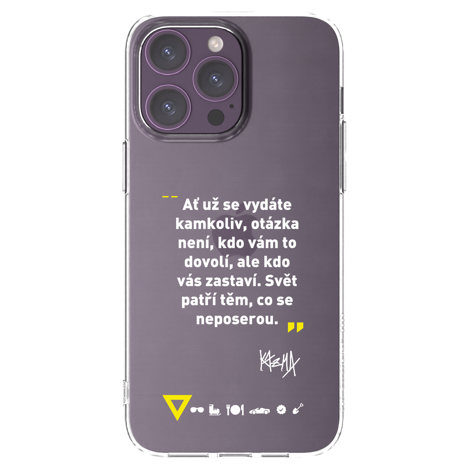 Picasee silikonový průhledný obal pro Apple iPhone 14 Pro Max - Kazma - SVĚT PATŘÍ TĚM, CO SE NEPOSEROU