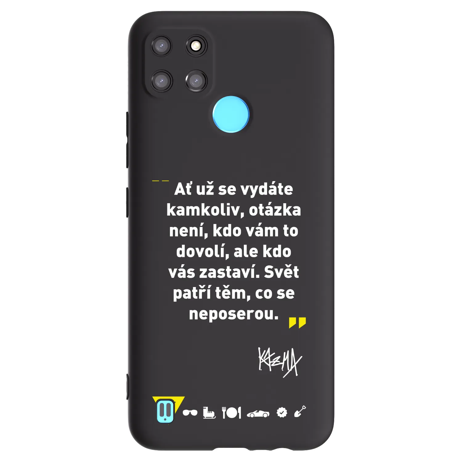 Picasee silikonový černý obal pro Realme C21Y - Kazma - SVĚT PATŘÍ TĚM, CO SE NEPOSEROU