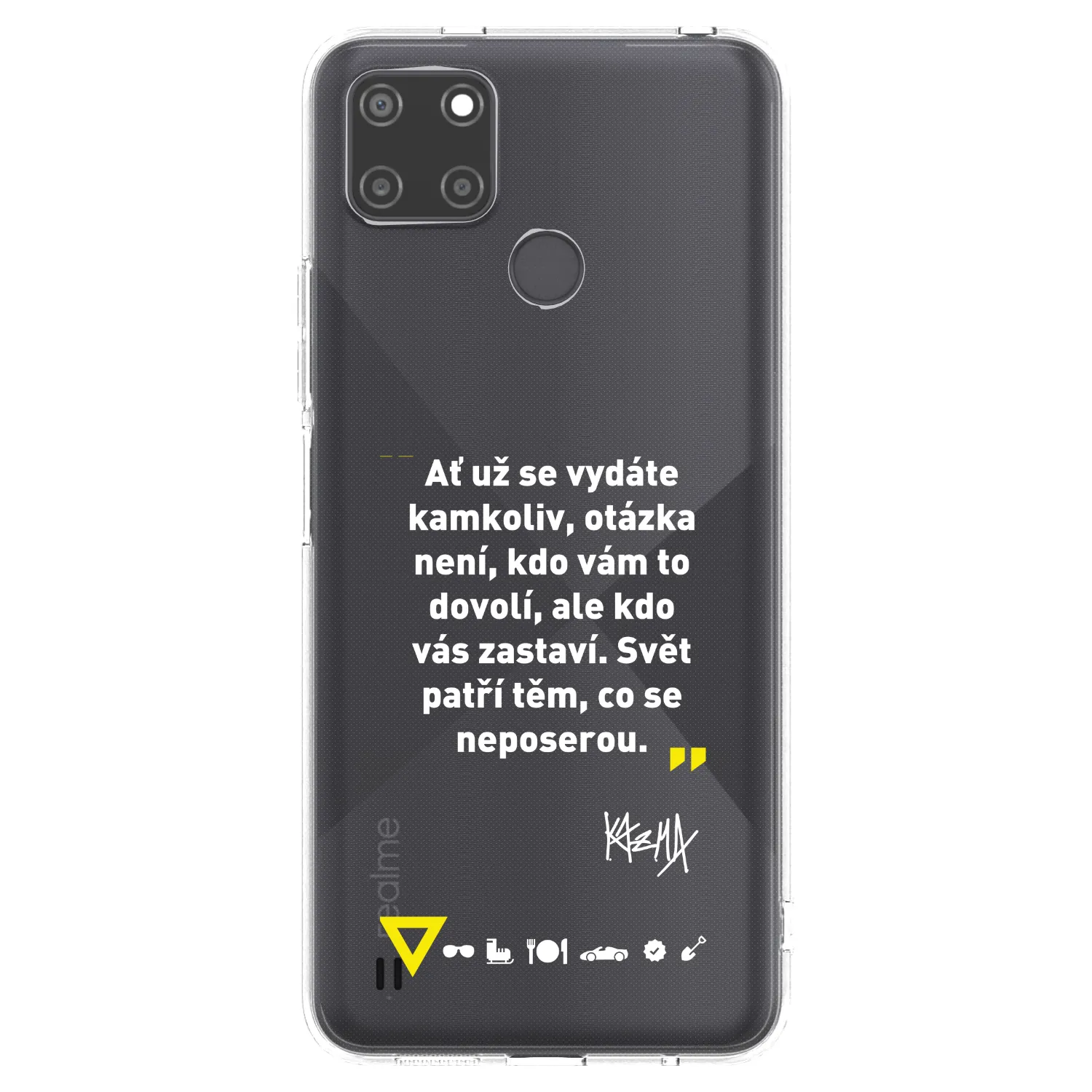 Picasee silikonový průhledný obal pro Realme C21Y - Kazma - SVĚT PATŘÍ TĚM, CO SE NEPOSEROU