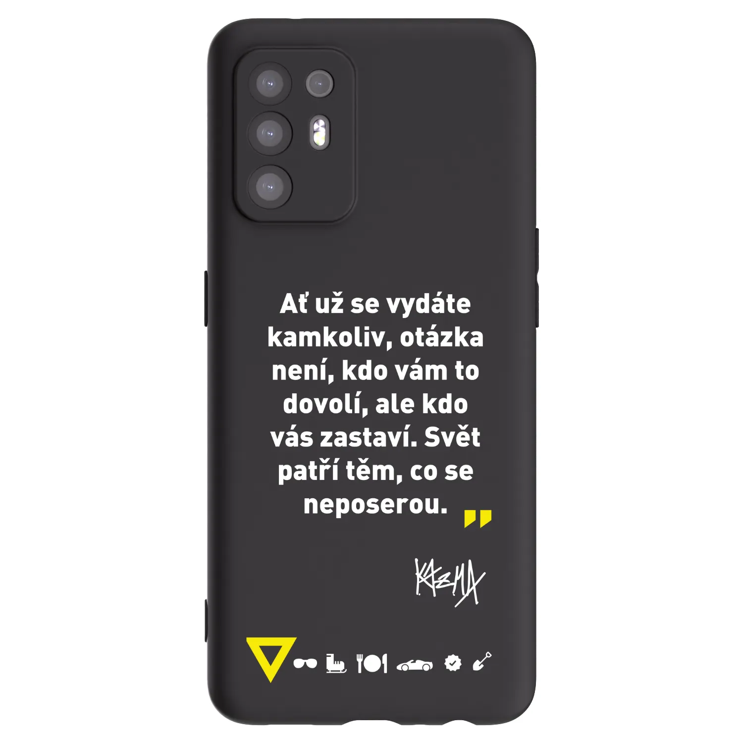 Picasee silikonový černý obal pro OPPO A94 5G - Kazma - SVĚT PATŘÍ TĚM, CO SE NEPOSEROU