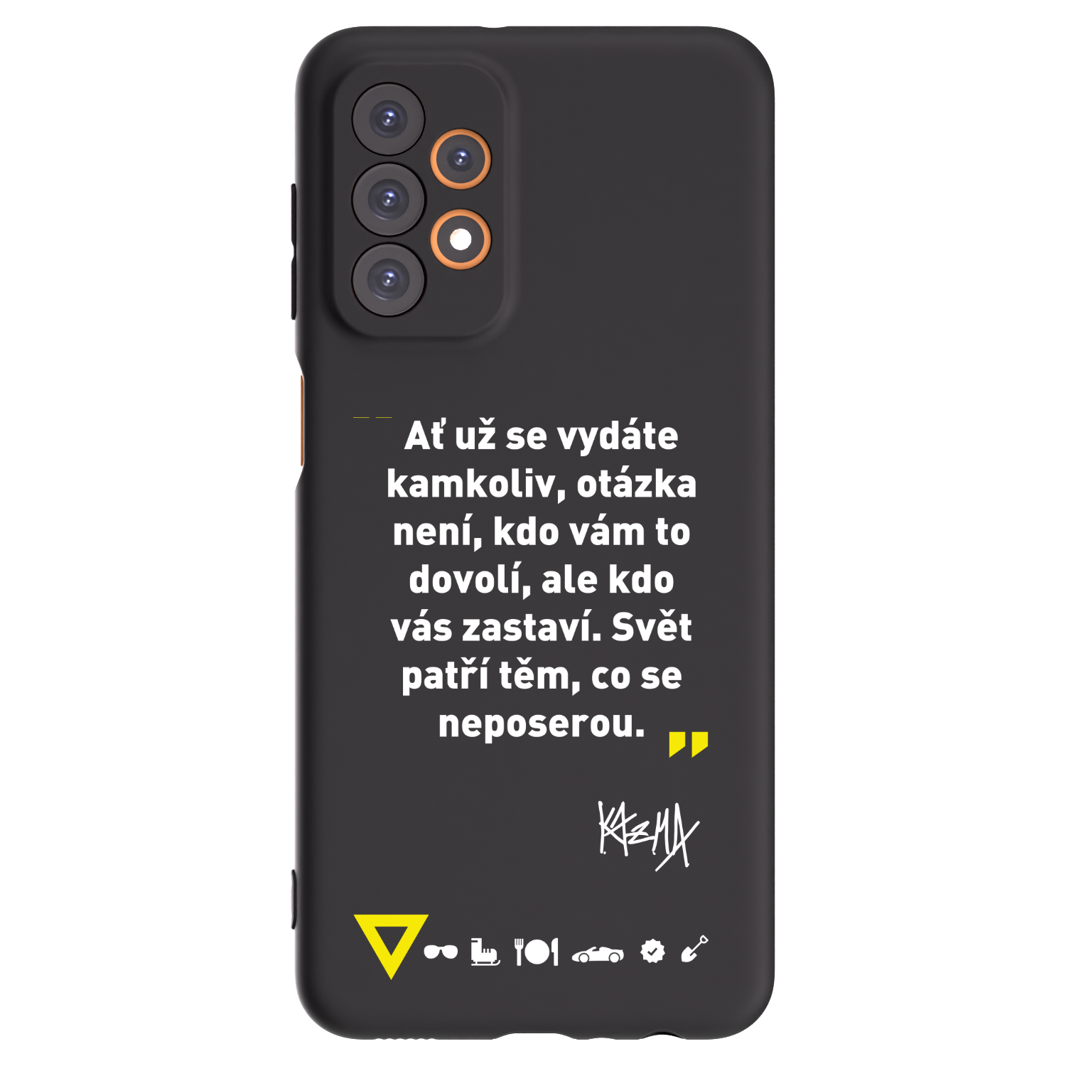 Picasee silikonový černý obal pro Samsung Galaxy A23 A236B 5G - Kazma - SVĚT PATŘÍ TĚM, CO SE NEPOSEROU