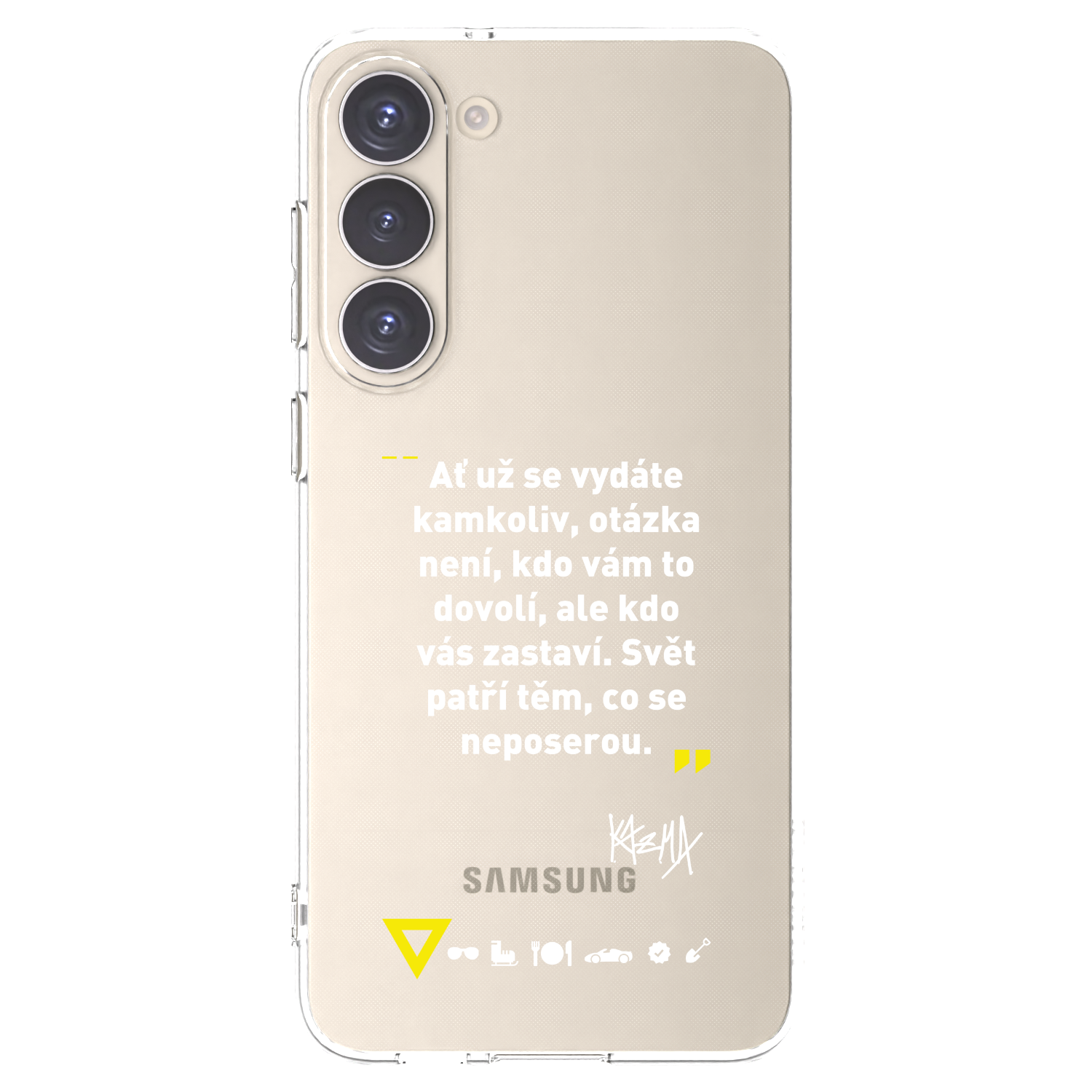 Picasee silikonový průhledný obal pro Samsung Galaxy S23+ 5G - Kazma - SVĚT PATŘÍ TĚM, CO SE NEPOSEROU