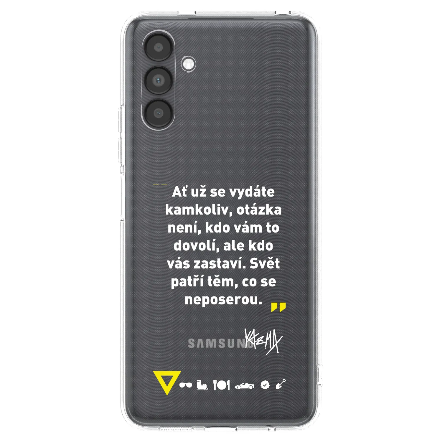 Picasee silikonový průhledný obal pro Samsung Galaxy A04s A047F - Kazma - SVĚT PATŘÍ TĚM, CO SE NEPOSEROU