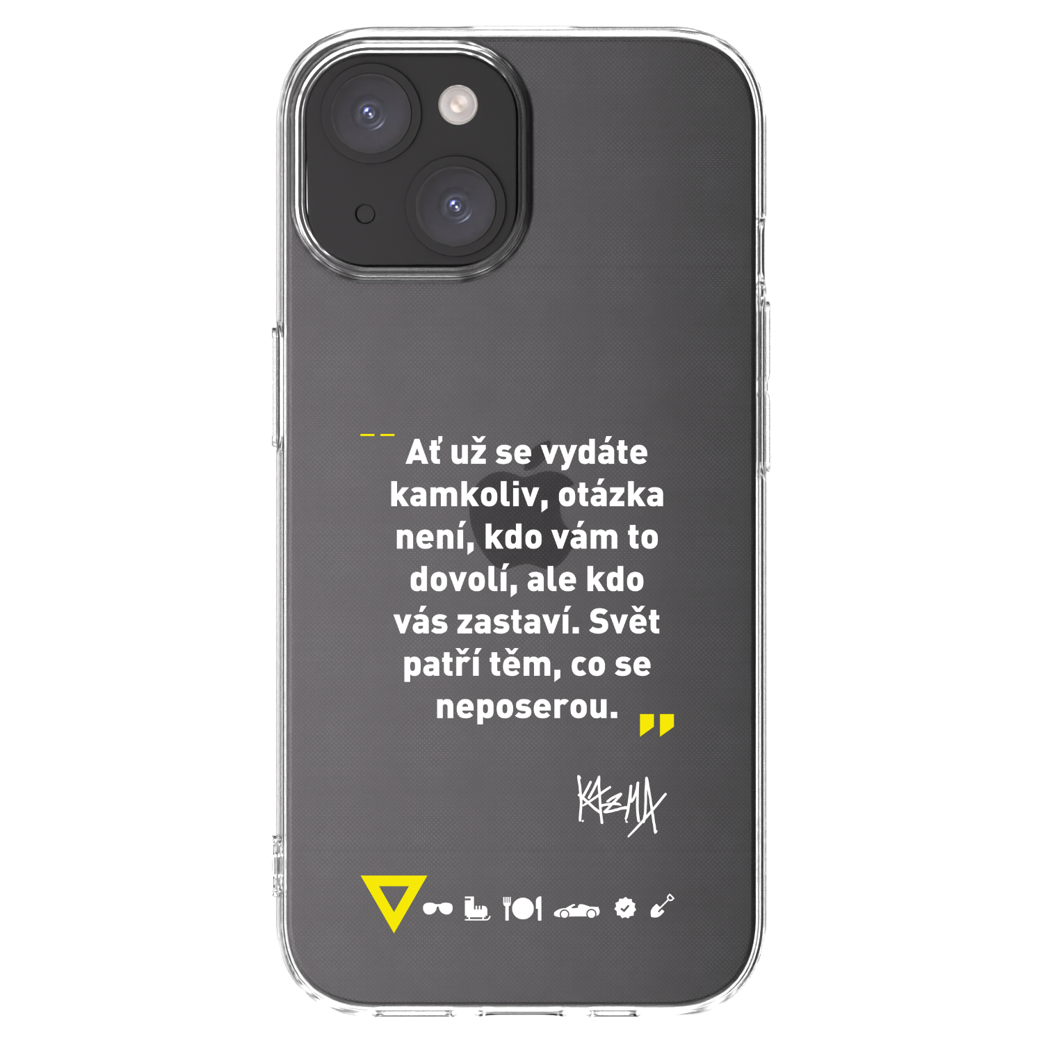 Picasee silikonový průhledný obal pro Apple iPhone 15 - Kazma - SVĚT PATŘÍ TĚM, CO SE NEPOSEROU