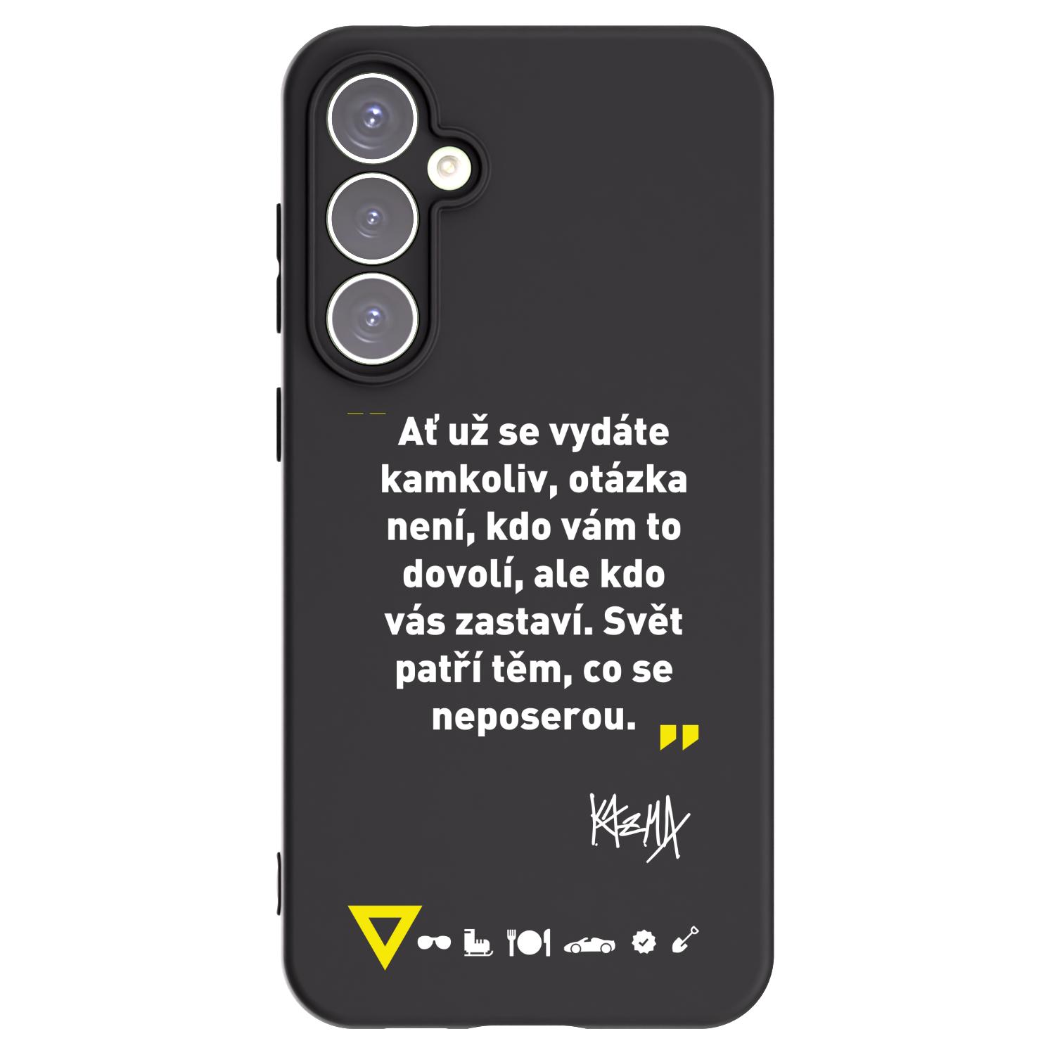 Picasee silikonový černý obal pro Samsung Galaxy S23 FE S711B - Kazma - SVĚT PATŘÍ TĚM, CO SE NEPOSEROU