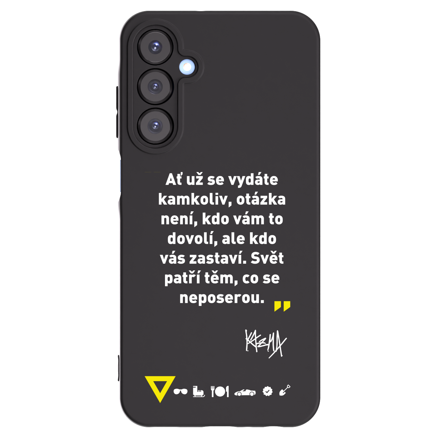 Picasee silikonový černý obal pro Samsung Galaxy A25 A256B 5G - Kazma - SVĚT PATŘÍ TĚM, CO SE NEPOSEROU