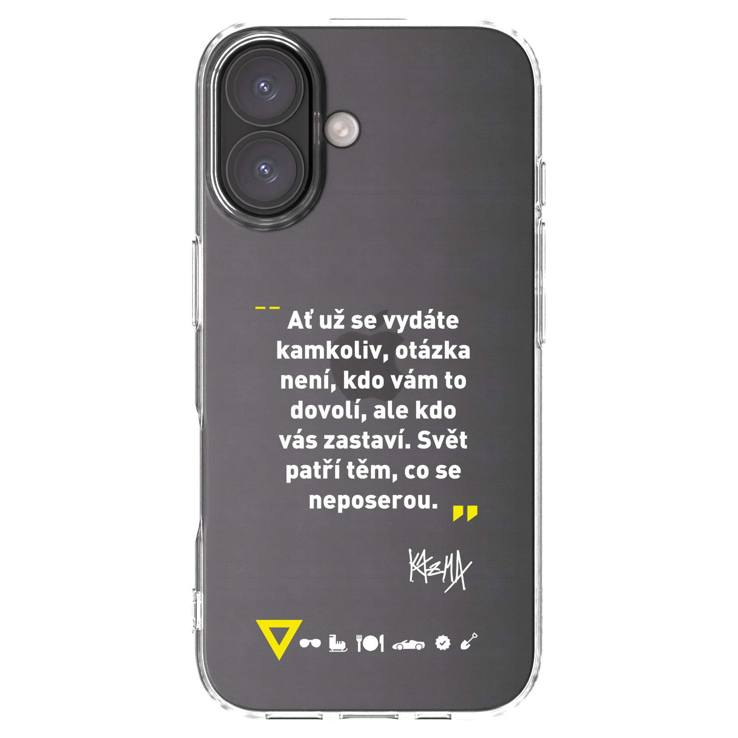 Picasee silikonový průhledný obal pro Apple iPhone 16 - Kazma - SVĚT PATŘÍ TĚM, CO SE NEPOSEROU