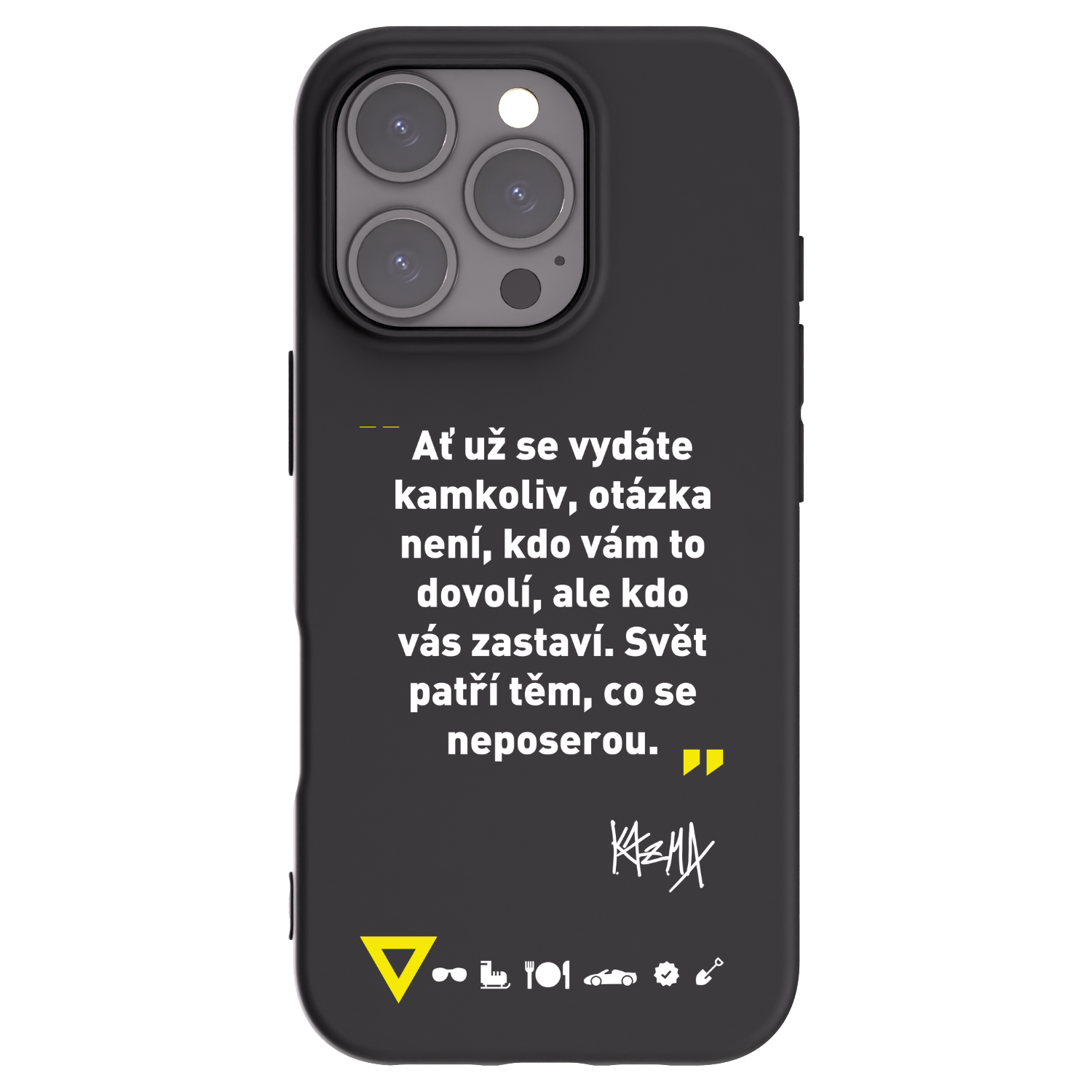 Picasee silikonový černý obal pro Apple iPhone 16 Pro - Kazma - SVĚT PATŘÍ TĚM, CO SE NEPOSEROU