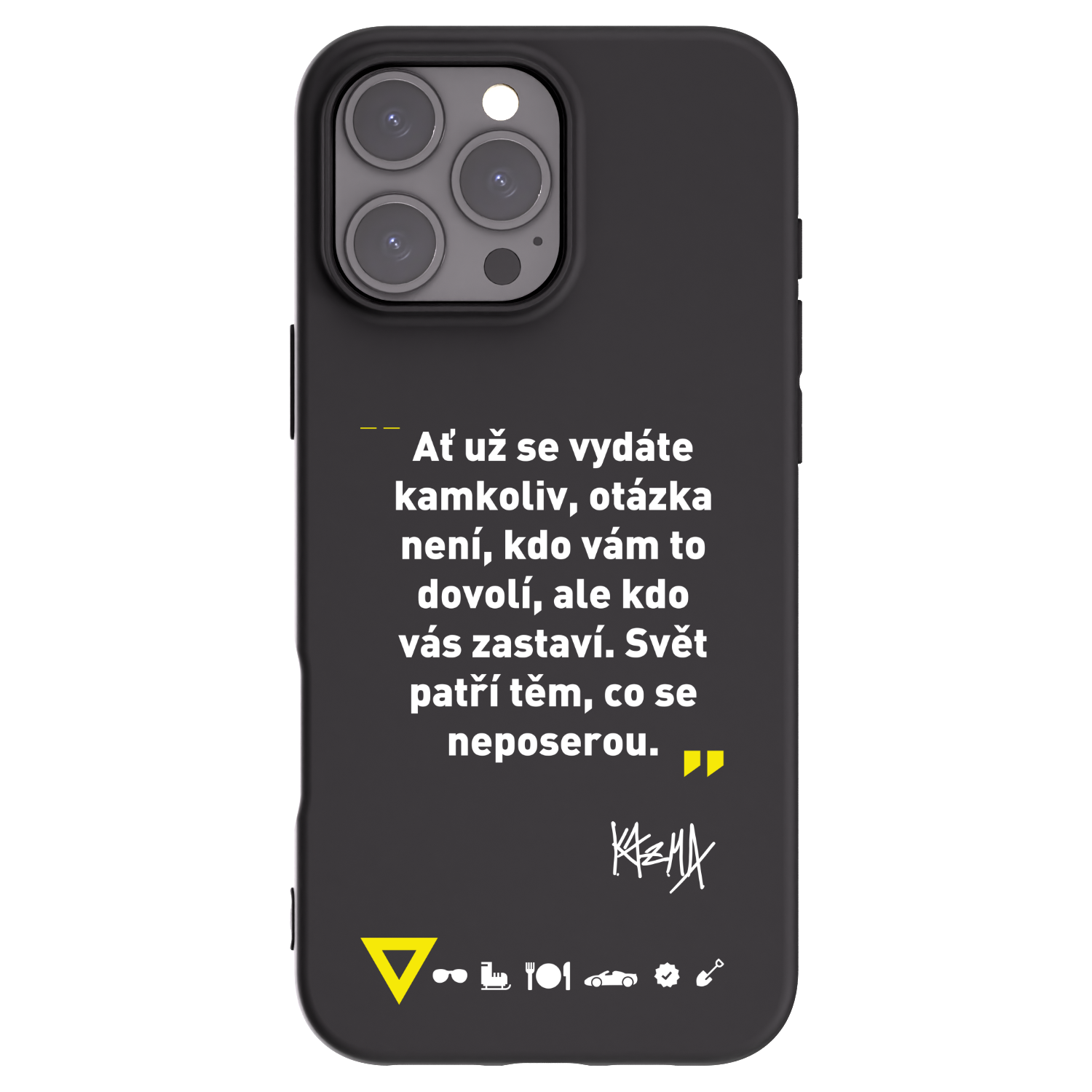 Picasee silikonový černý obal pro Apple iPhone 16 Pro Max - Kazma - SVĚT PATŘÍ TĚM, CO SE NEPOSEROU