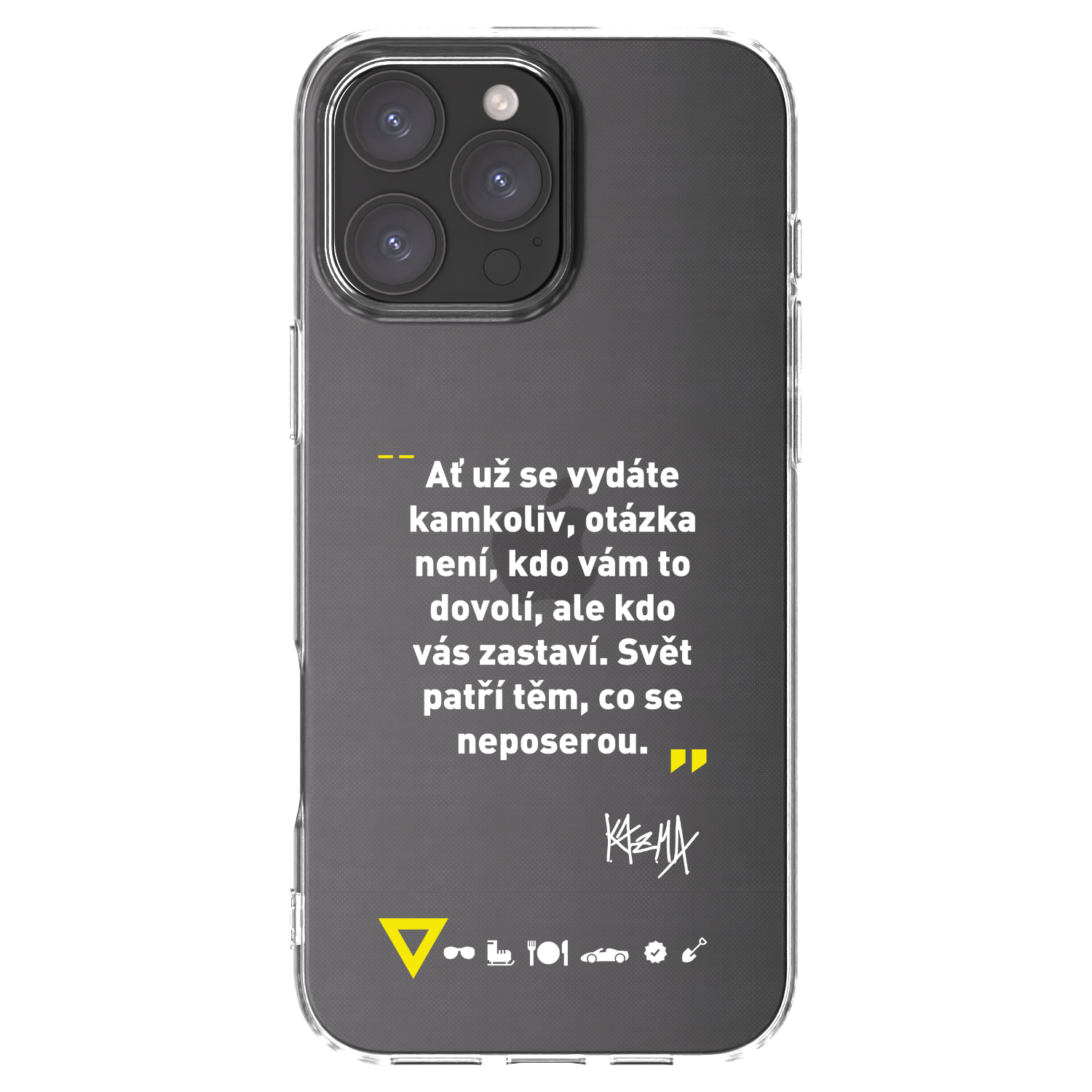 Picasee silikonový průhledný obal pro Apple iPhone 16 Pro Max - Kazma - SVĚT PATŘÍ TĚM, CO SE NEPOSEROU