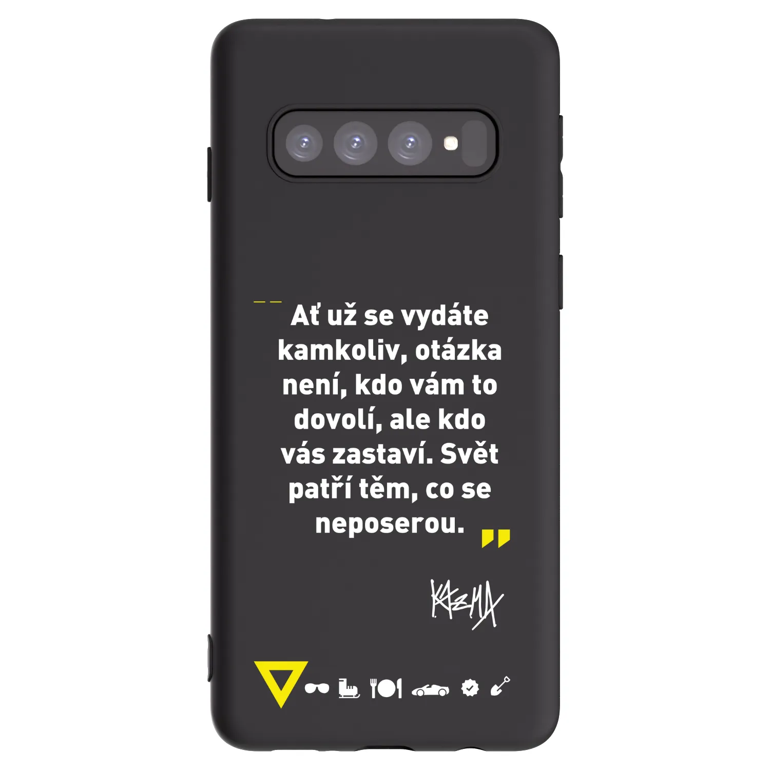 Picasee silikonový černý obal pro Samsung Galaxy S10 G973 - Kazma - SVĚT PATŘÍ TĚM, CO SE NEPOSEROU