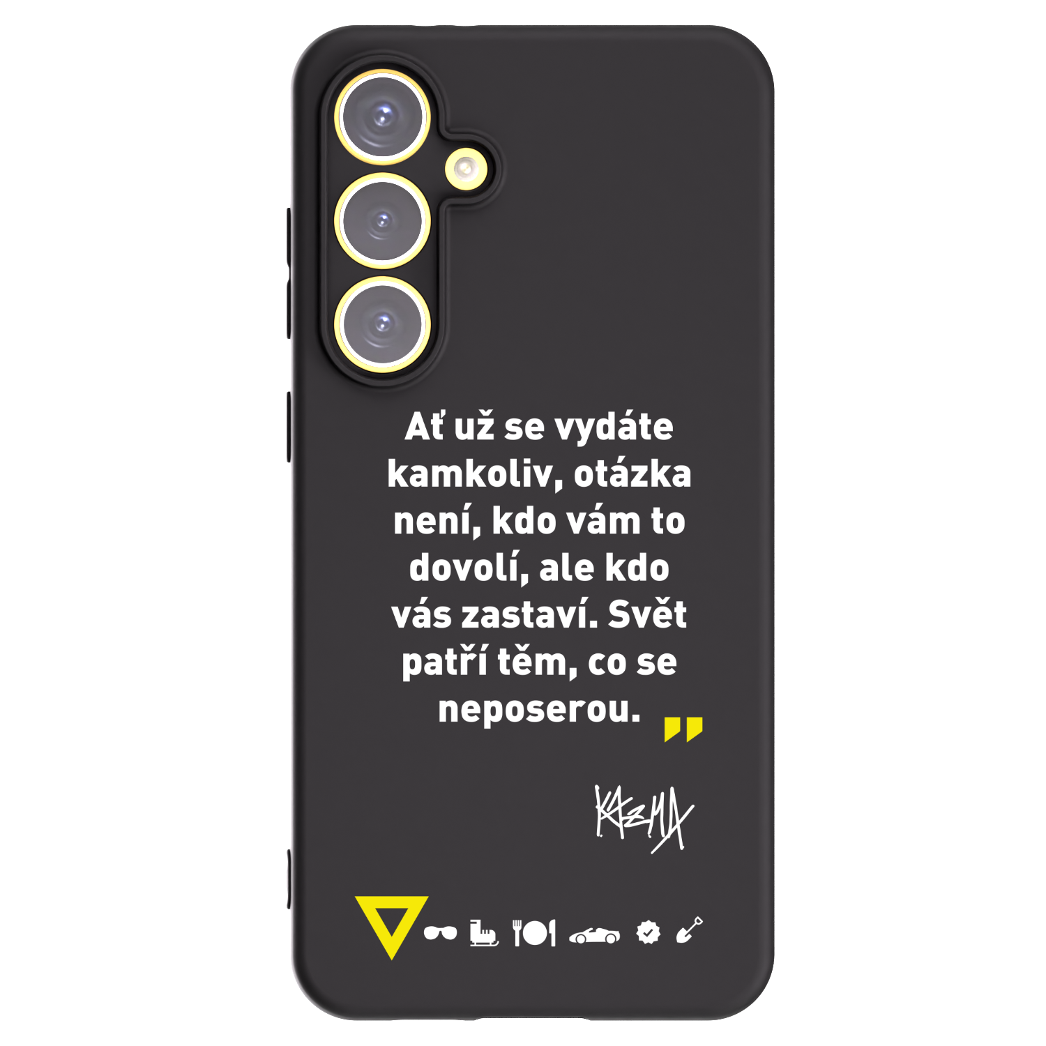 Picasee silikonový černý obal pro Samsung Galaxy S24 FE S721B - Kazma - SVĚT PATŘÍ TĚM, CO SE NEPOSEROU