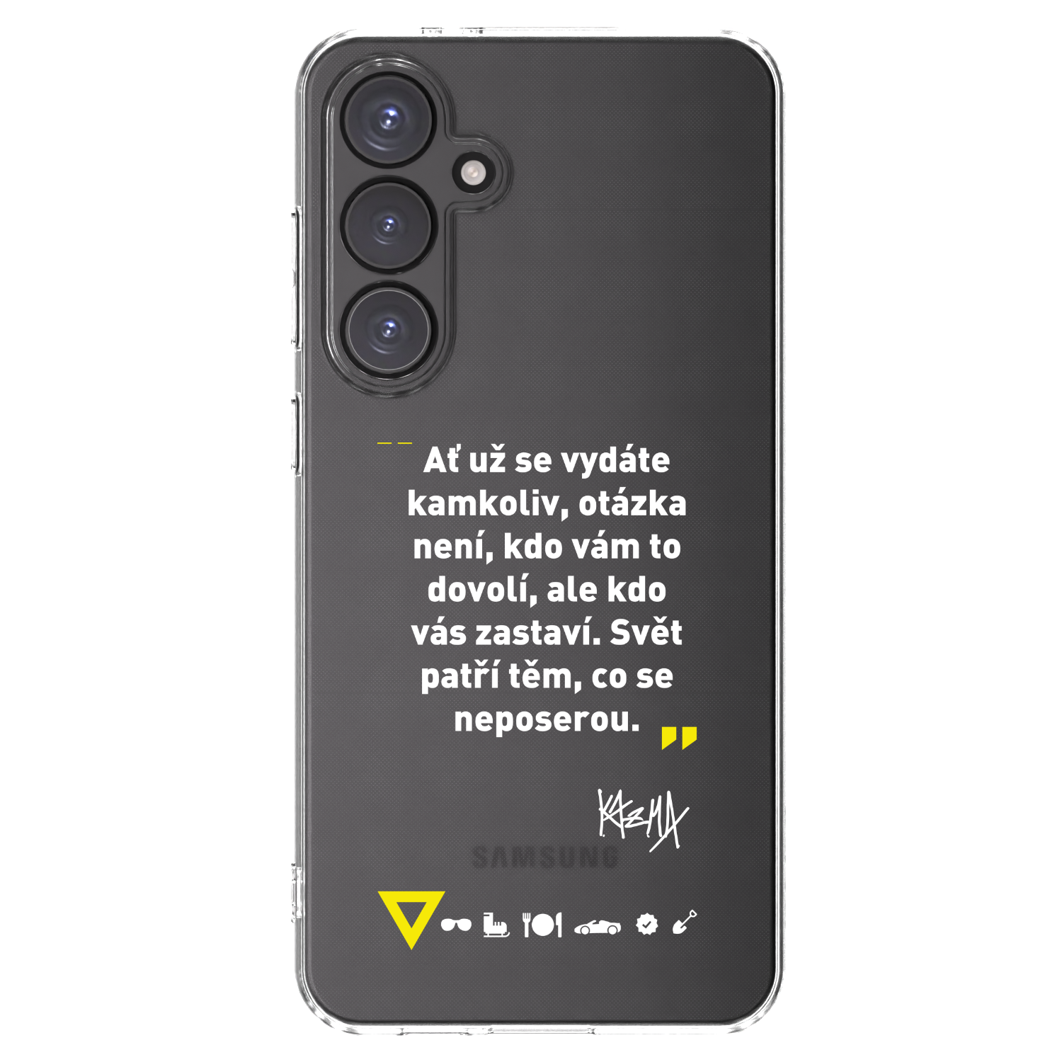 Picasee silikonový průhledný obal pro Samsung Galaxy S24 FE S721B - Kazma - SVĚT PATŘÍ TĚM, CO SE NEPOSEROU