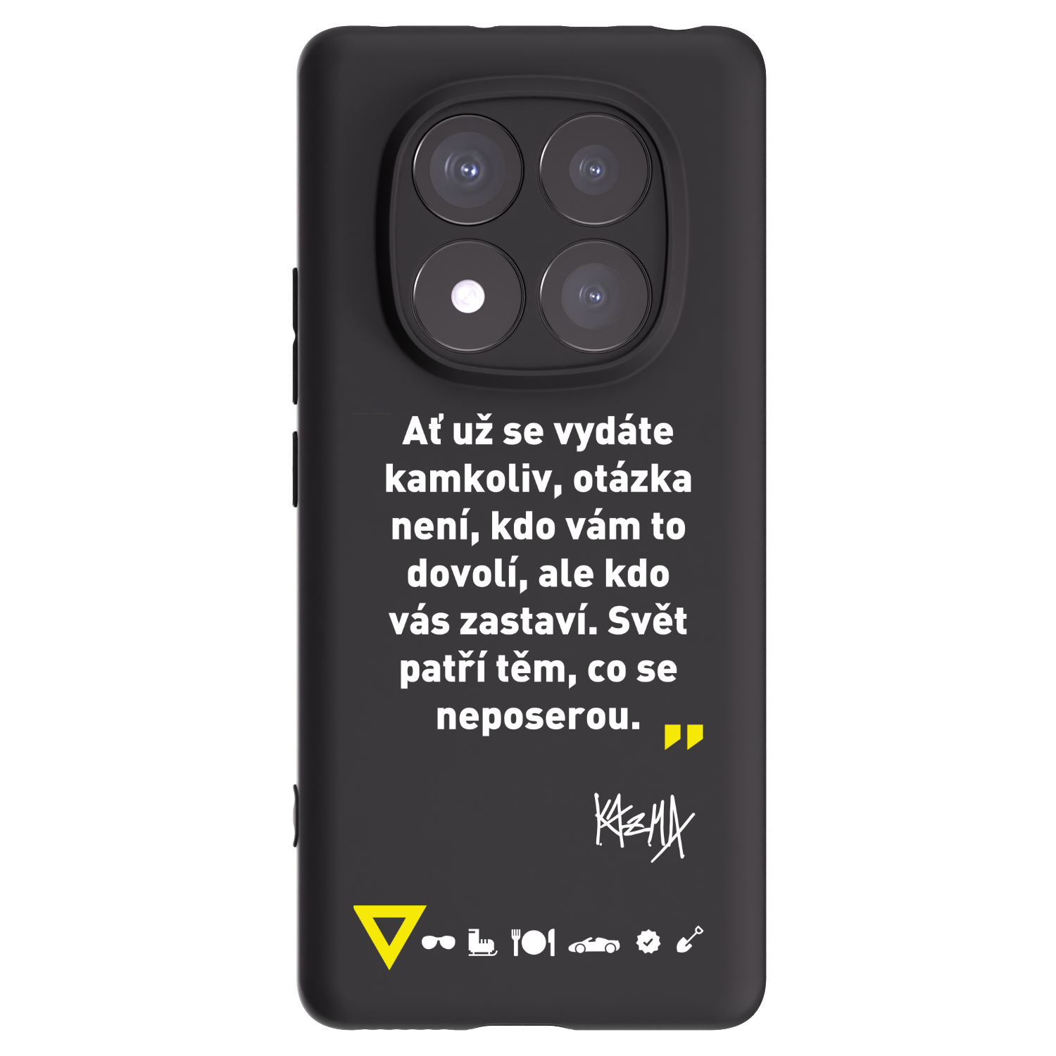 Picasee silikonový černý obal pro Xiaomi Redmi Note 14 Pro 5G - Kazma - SVĚT PATŘÍ TĚM, CO SE NEPOSEROU