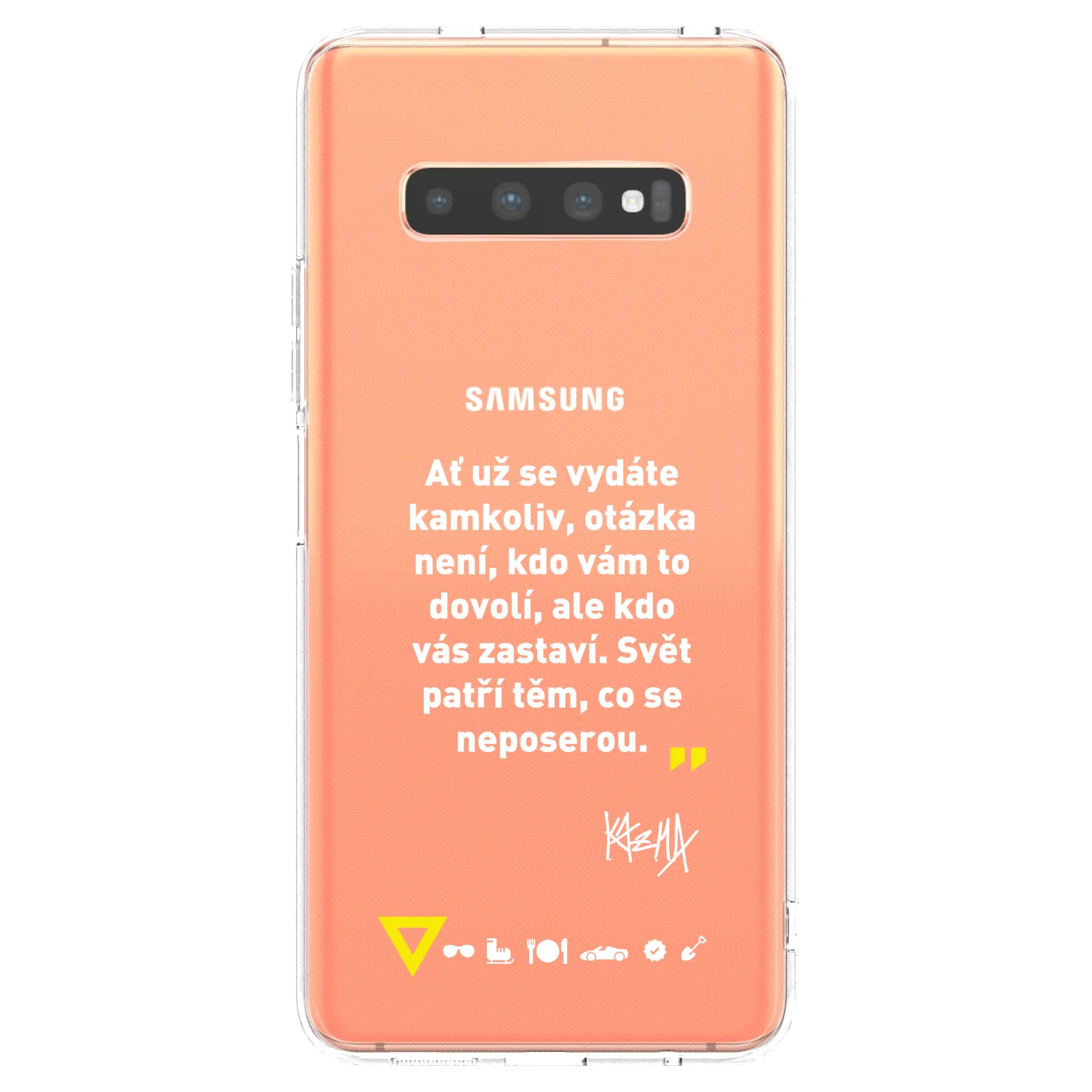 Picasee silikonový průhledný obal pro Samsung Galaxy S10 Plus G975 - Kazma - SVĚT PATŘÍ TĚM, CO SE NEPOSEROU