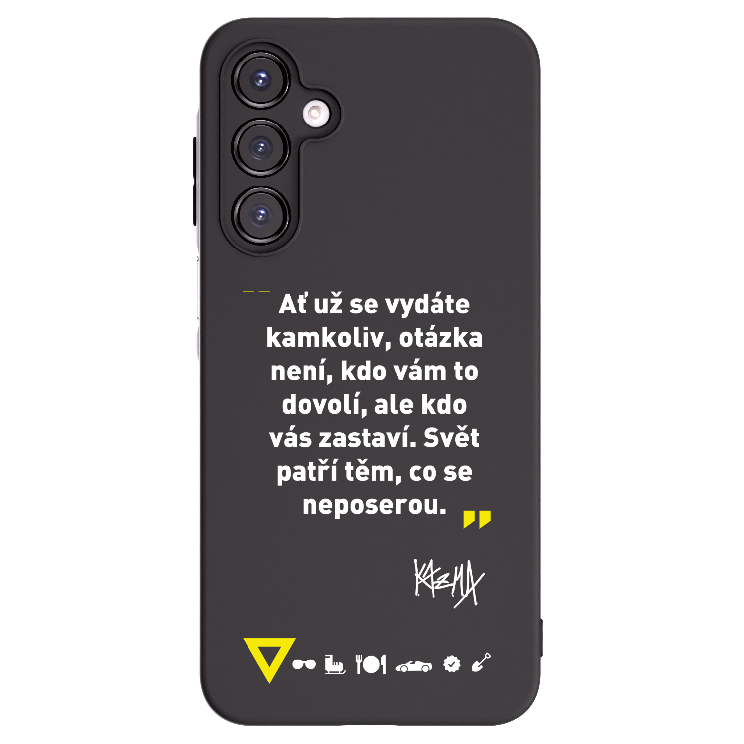 Picasee silikonový černý obal pro Samsung Galaxy A16 5G - Kazma - SVĚT PATŘÍ TĚM, CO SE NEPOSEROU
