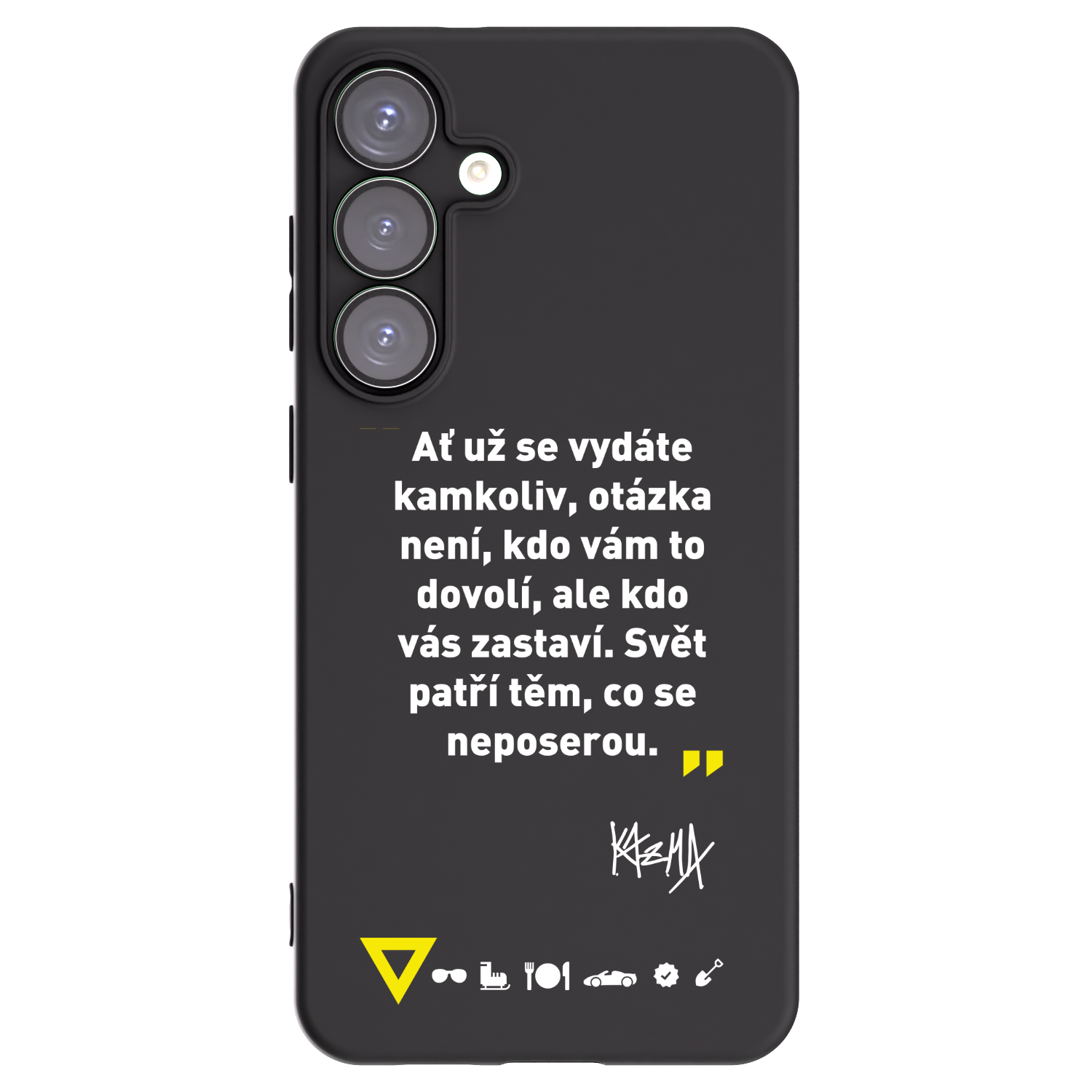 Picasee silikonový černý obal pro Samsung Galaxy S25+ 5G - Kazma - SVĚT PATŘÍ TĚM, CO SE NEPOSEROU