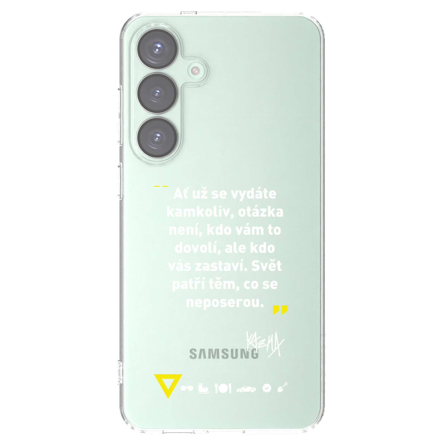 Picasee silikonový průhledný obal pro Samsung Galaxy S25+ 5G - Kazma - SVĚT PATŘÍ TĚM, CO SE NEPOSEROU