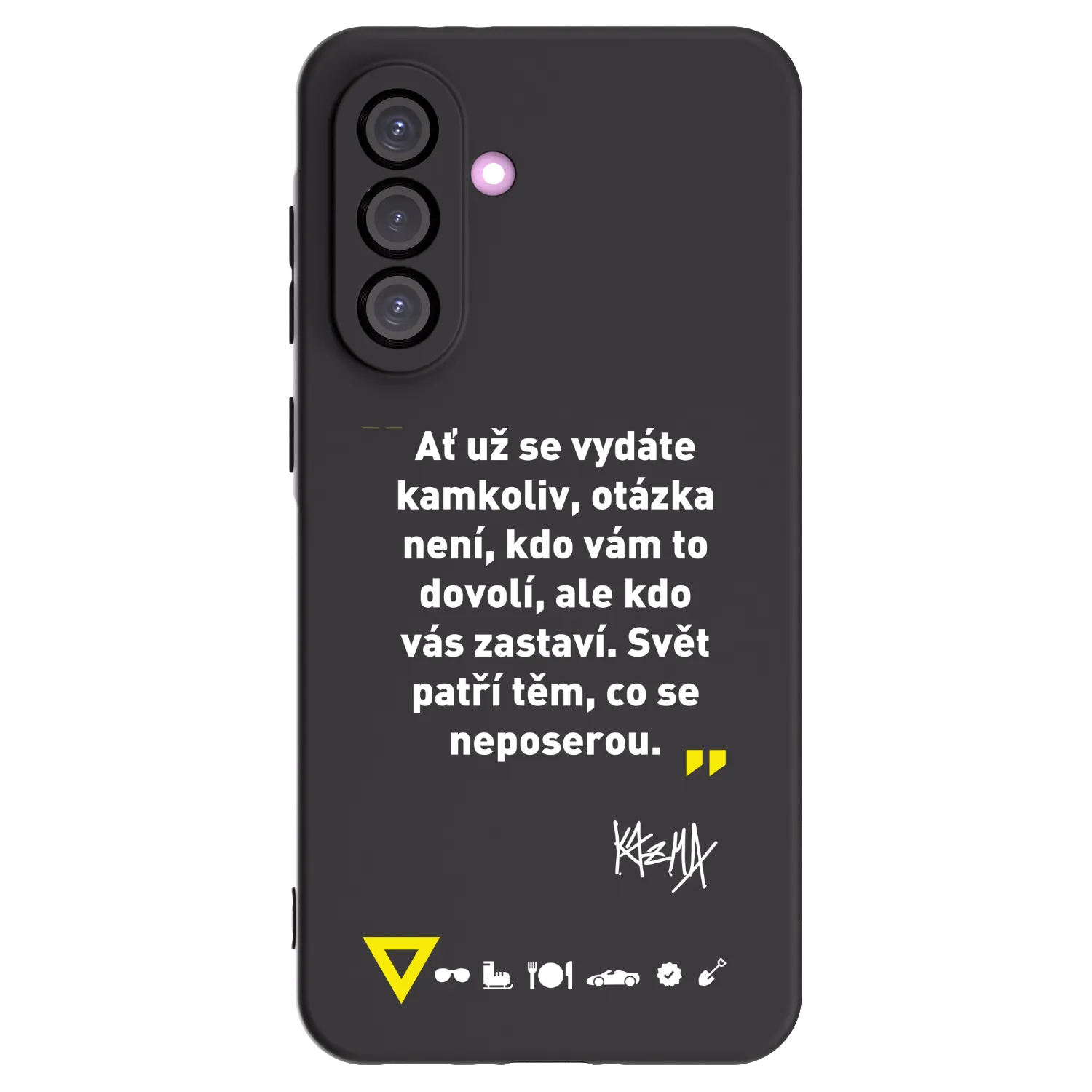 Picasee silikonový černý obal pro Samsung Galaxy A56 5G A566B - Kazma - SVĚT PATŘÍ TĚM, CO SE NEPOSEROU