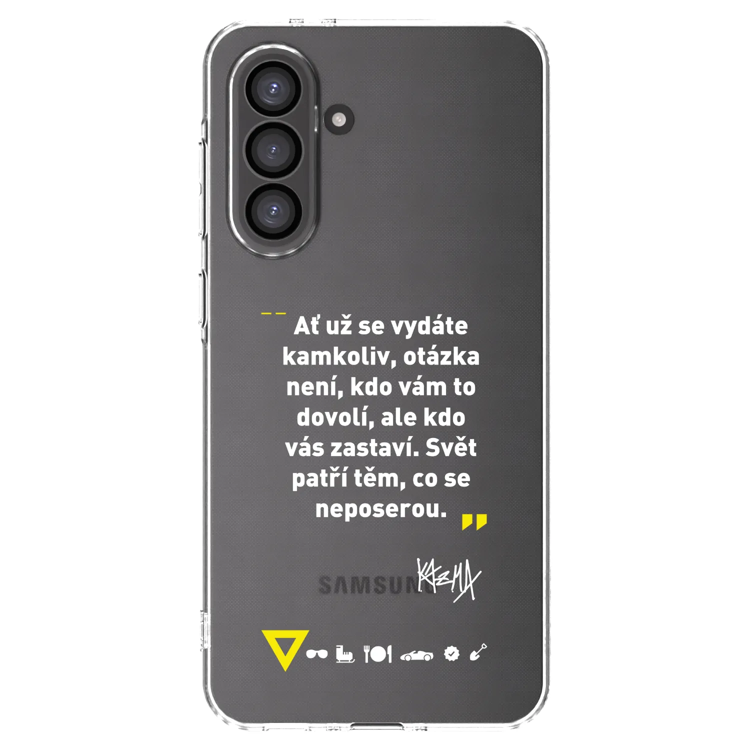 Picasee silikonový průhledný obal pro Samsung Galaxy A56 5G A566B - Kazma - SVĚT PATŘÍ TĚM, CO SE NEPOSEROU
