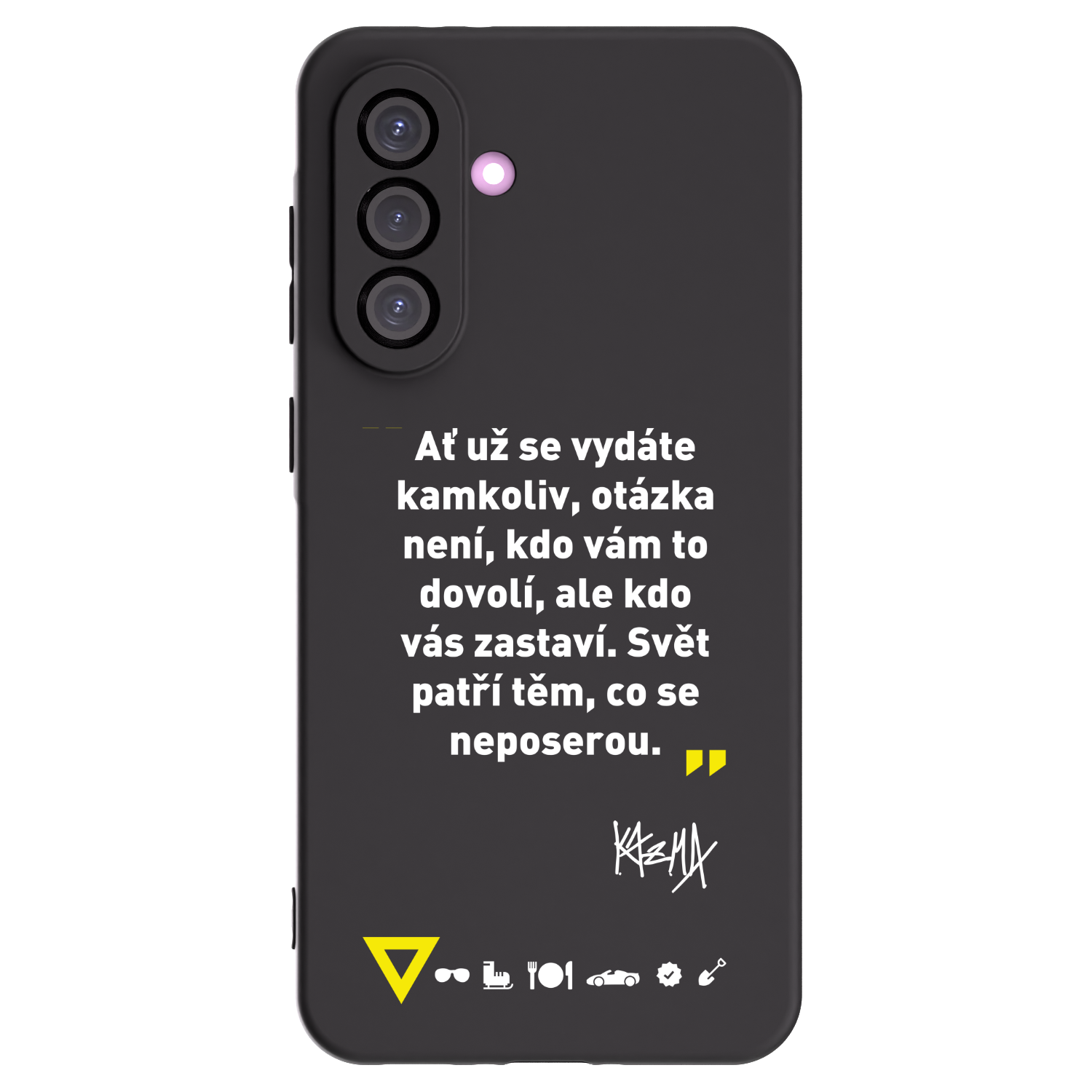 Picasee silikonový černý obal pro Samsung Galaxy A36 5G - Kazma - SVĚT PATŘÍ TĚM, CO SE NEPOSEROU