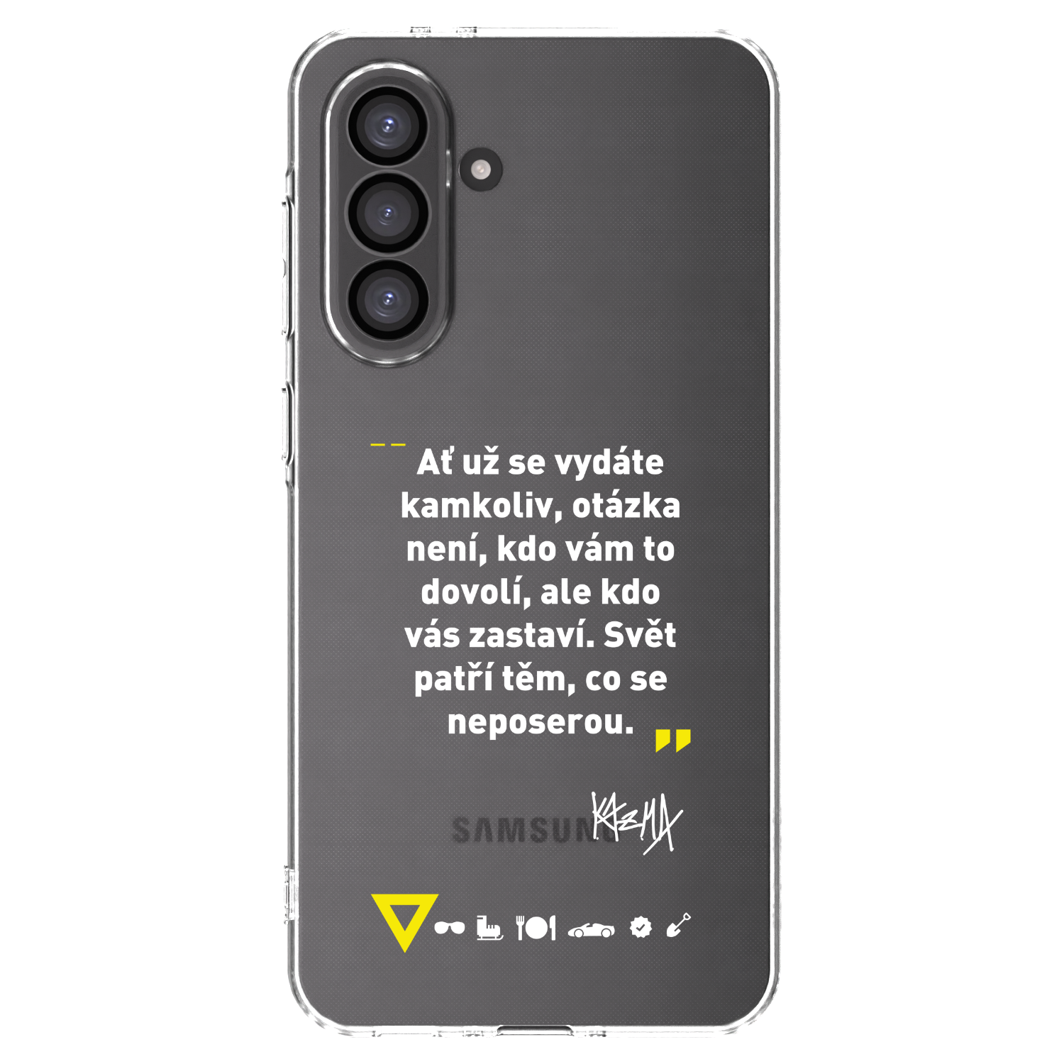 Picasee silikonový průhledný obal pro Samsung Galaxy A36 5G - Kazma - SVĚT PATŘÍ TĚM, CO SE NEPOSEROU