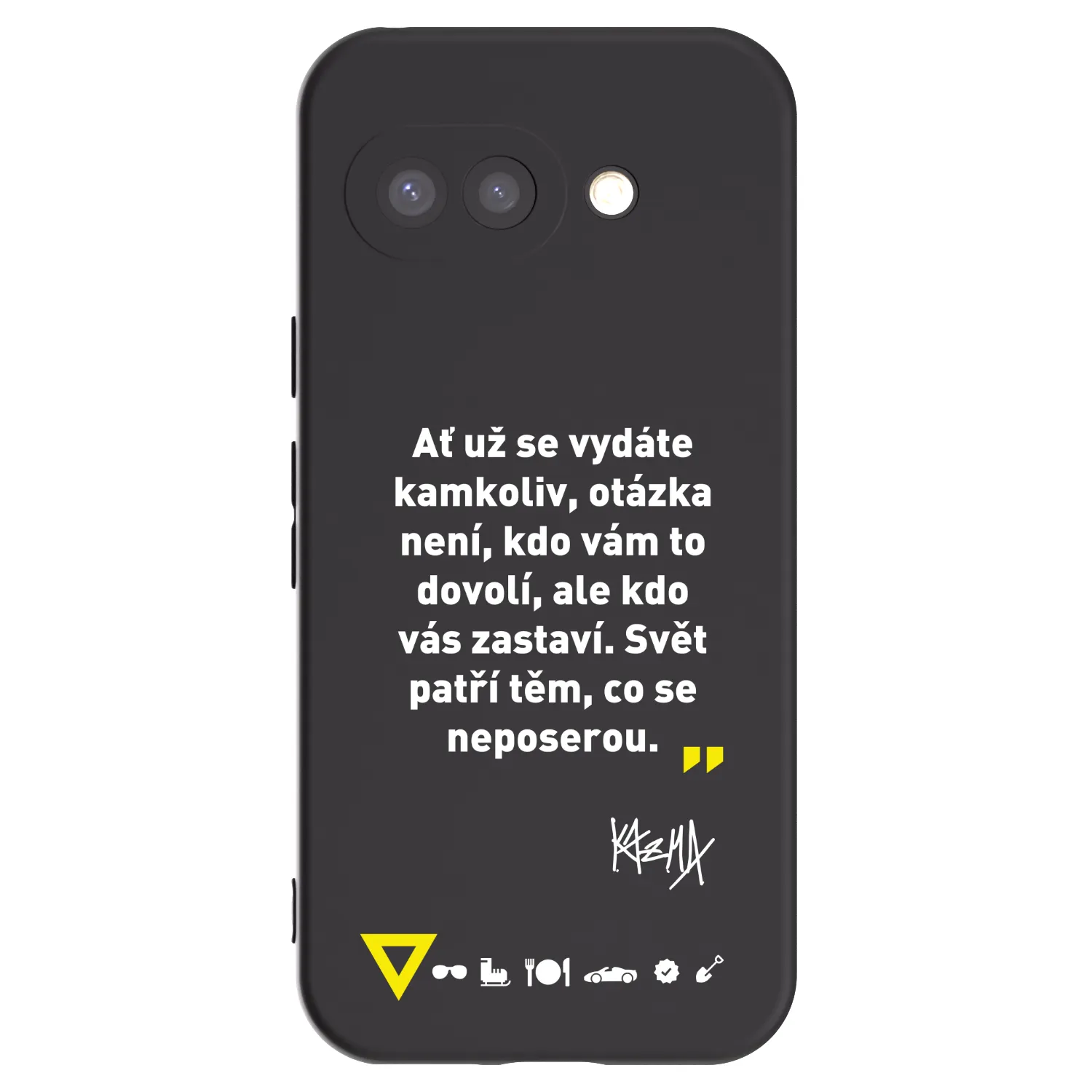 Picasee silikonový černý obal pro Google Pixel 9a - Kazma - SVĚT PATŘÍ TĚM, CO SE NEPOSEROU