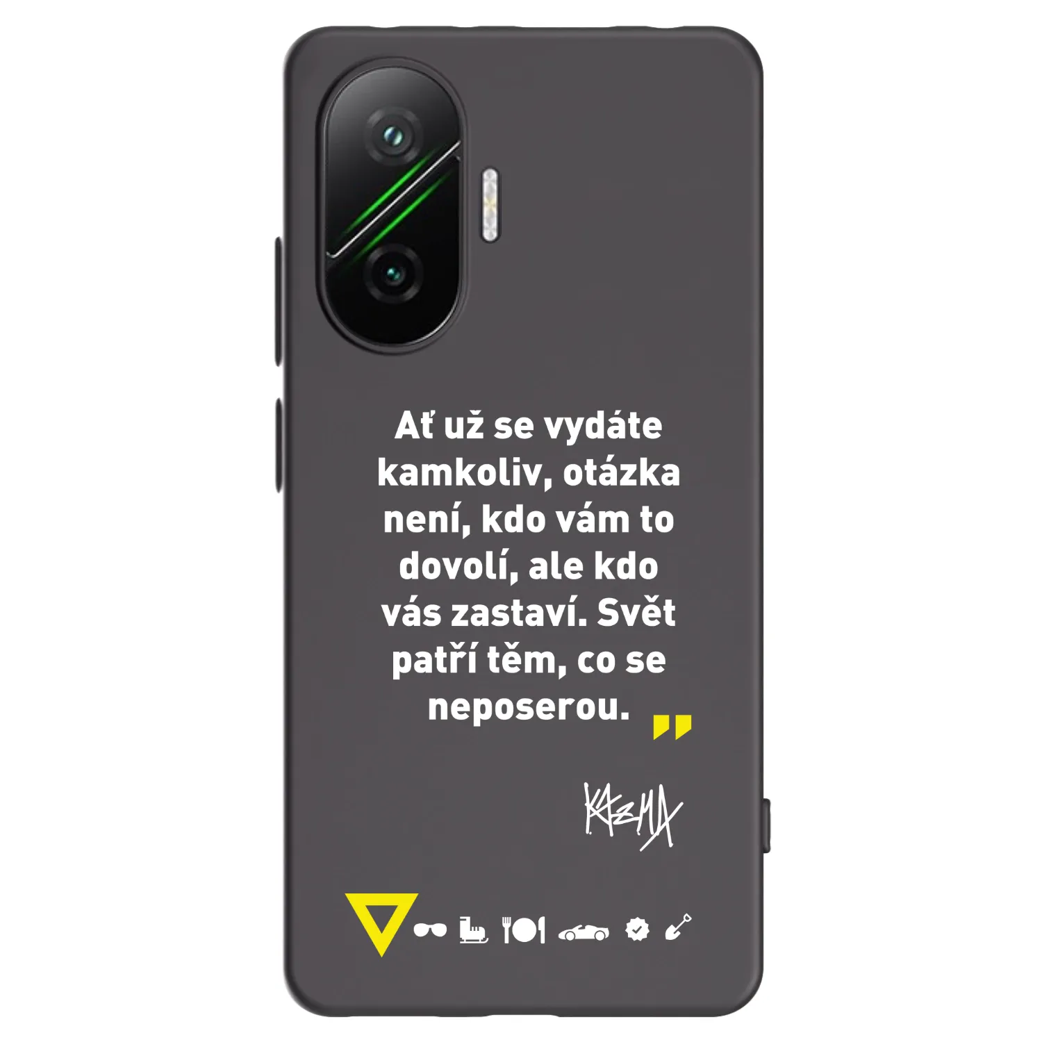 Picasee silikonový černý obal pro Xiaomi Poco F7 5G - Kazma - SVĚT PATŘÍ TĚM, CO SE NEPOSEROU
