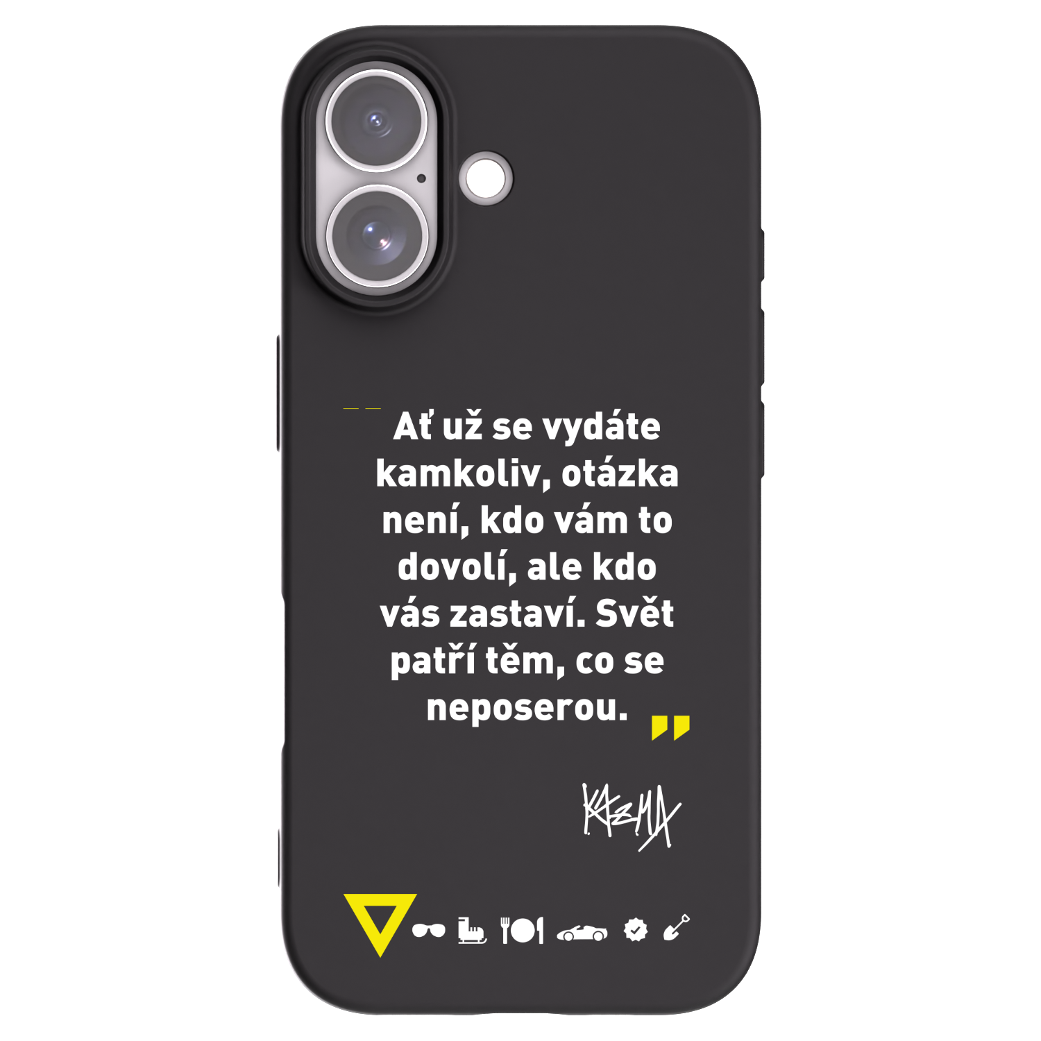Picasee silikonový černý obal pro Apple iPhone 17 - Kazma - SVĚT PATŘÍ TĚM, CO SE NEPOSEROU