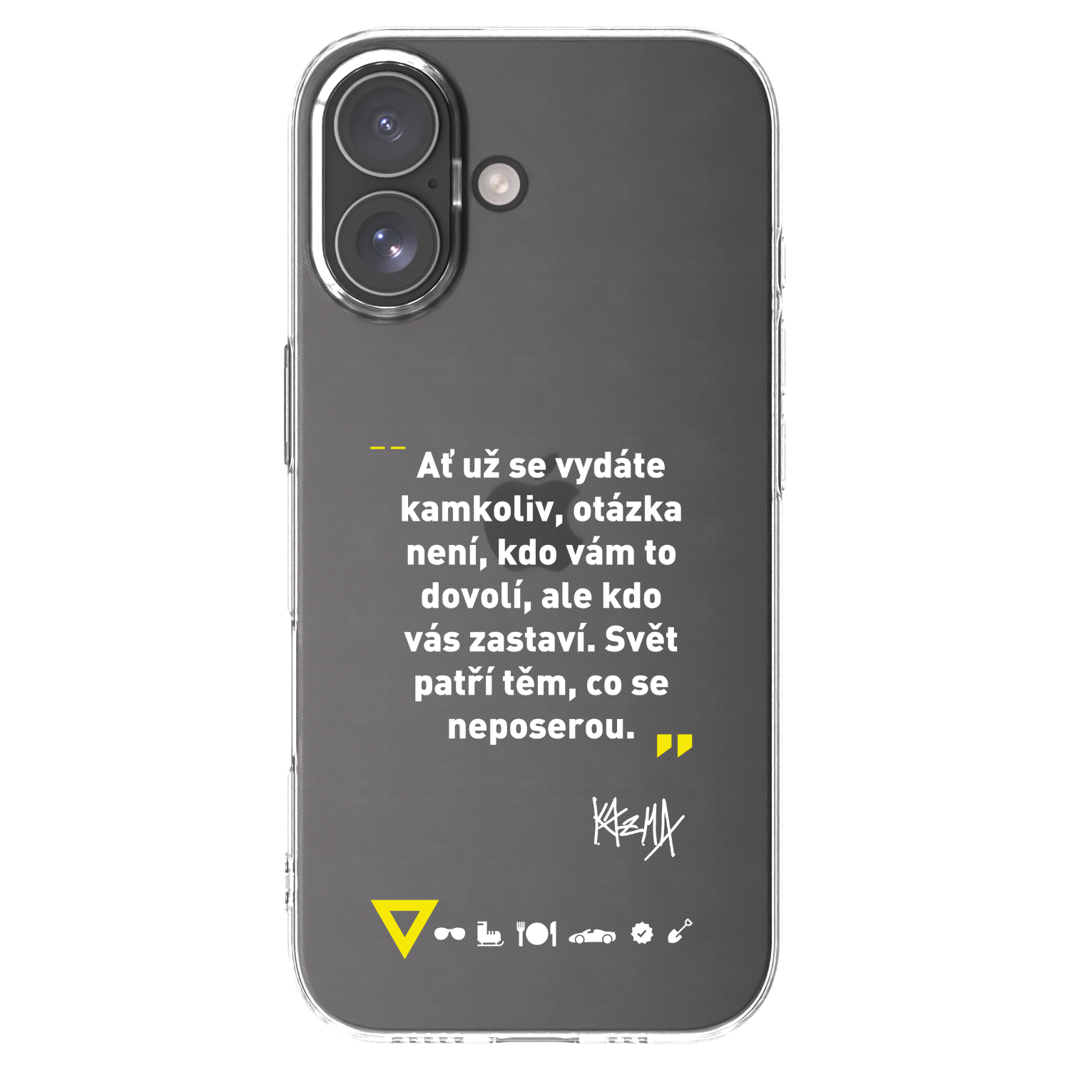 Picasee silikonový průhledný obal pro Apple iPhone 17 - Kazma - SVĚT PATŘÍ TĚM, CO SE NEPOSEROU