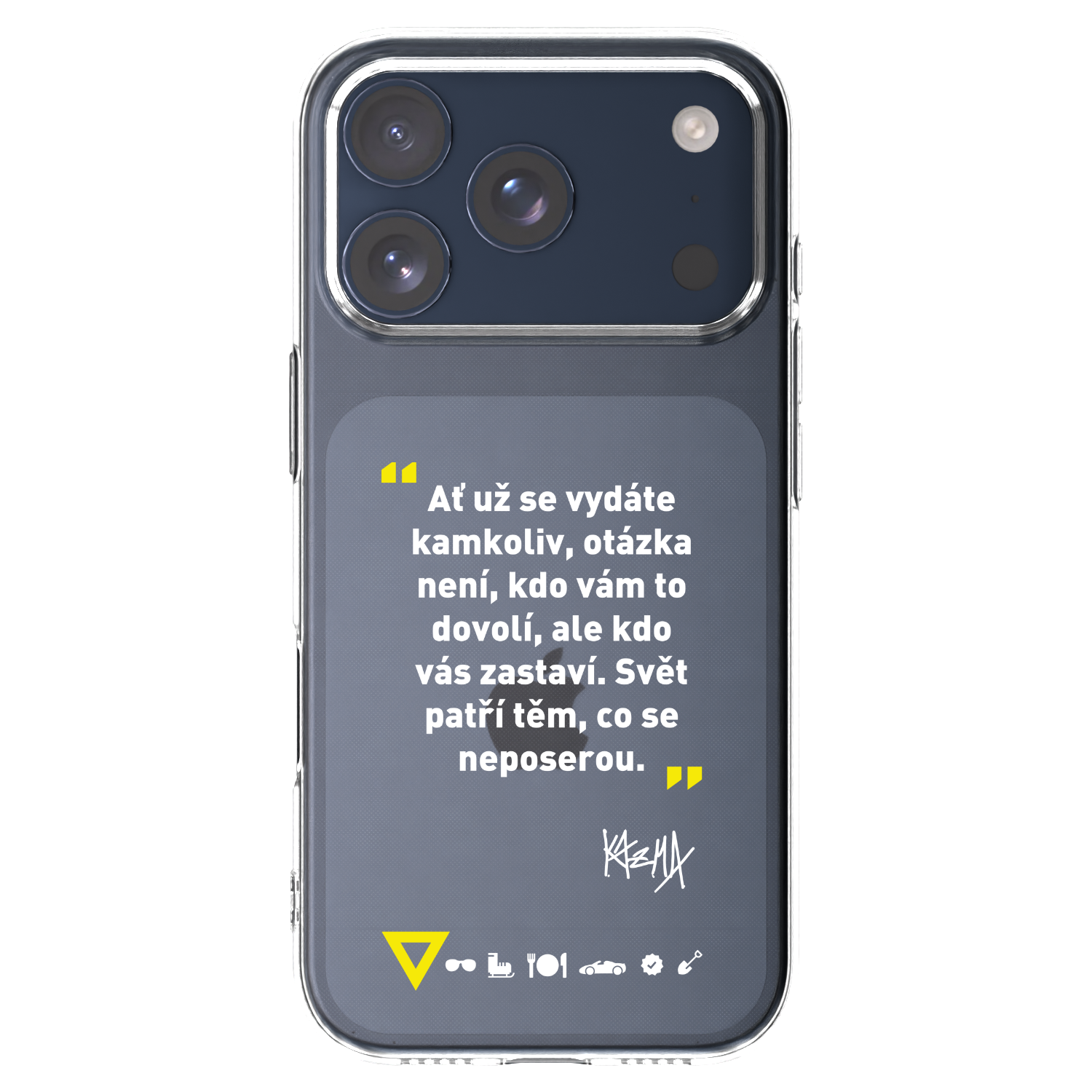 Picasee silikonový průhledný obal pro Apple iPhone 17 Pro - Kazma - SVĚT PATŘÍ TĚM, CO SE NEPOSEROU