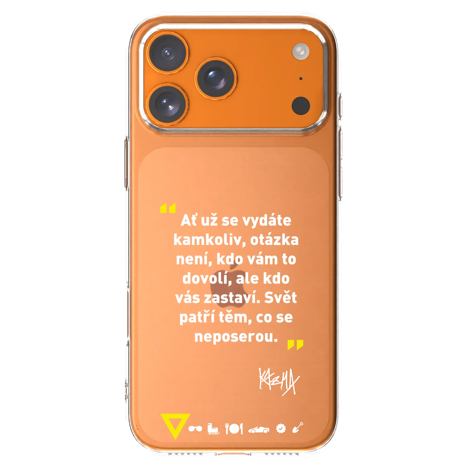 Picasee silikonový průhledný obal pro Apple iPhone 17 Pro Max - Kazma - SVĚT PATŘÍ TĚM, CO SE NEPOSEROU