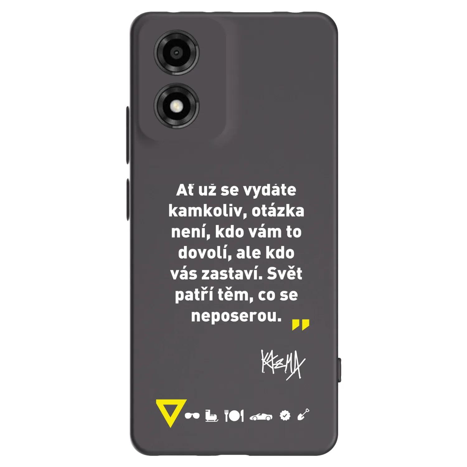 Picasee silikonový černý obal pro Motorola Moto E14 - Kazma - SVĚT PATŘÍ TĚM, CO SE NEPOSEROU