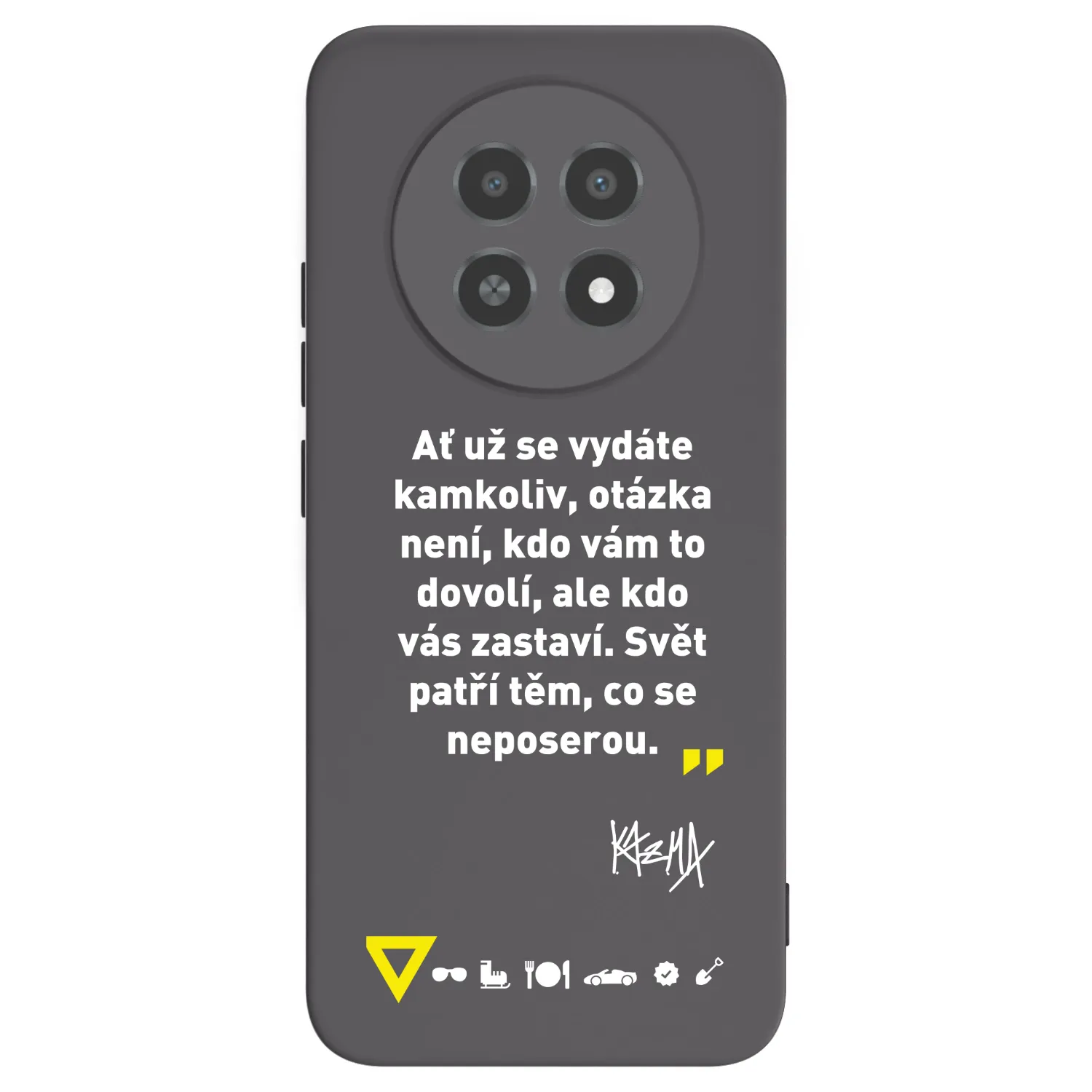 Picasee silikonový černý obal pro Realme 12X - Kazma - SVĚT PATŘÍ TĚM, CO SE NEPOSEROU