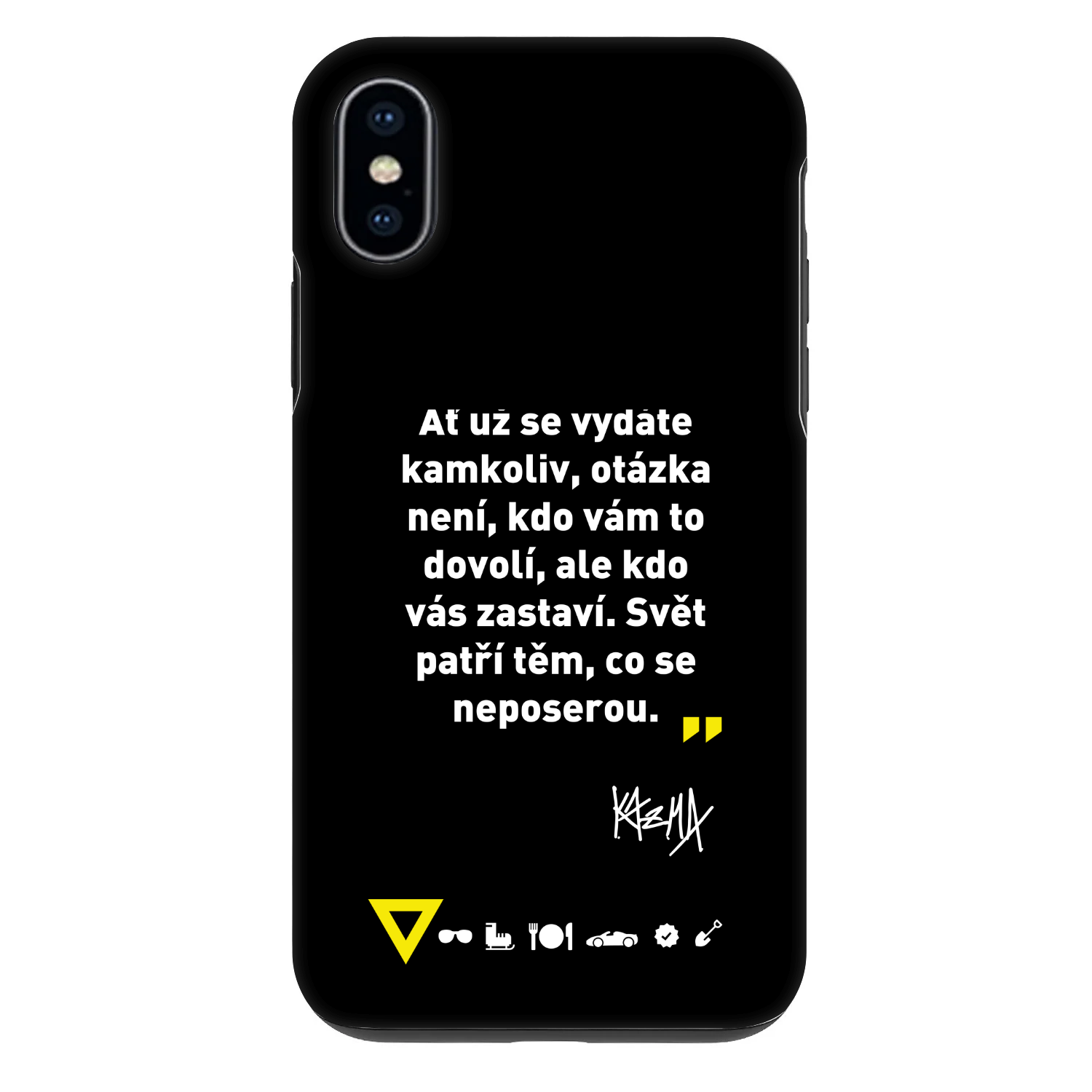 Picasee Fashion Case pro Apple iPhone X/XS - Kazma - SVĚT PATŘÍ TĚM, CO SE NEPOSEROU