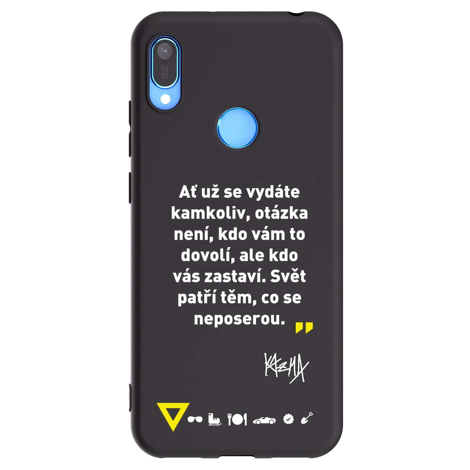 Picasee silikonový černý obal pro Huawei Y6 2019 - Kazma - SVĚT PATŘÍ TĚM, CO SE NEPOSEROU