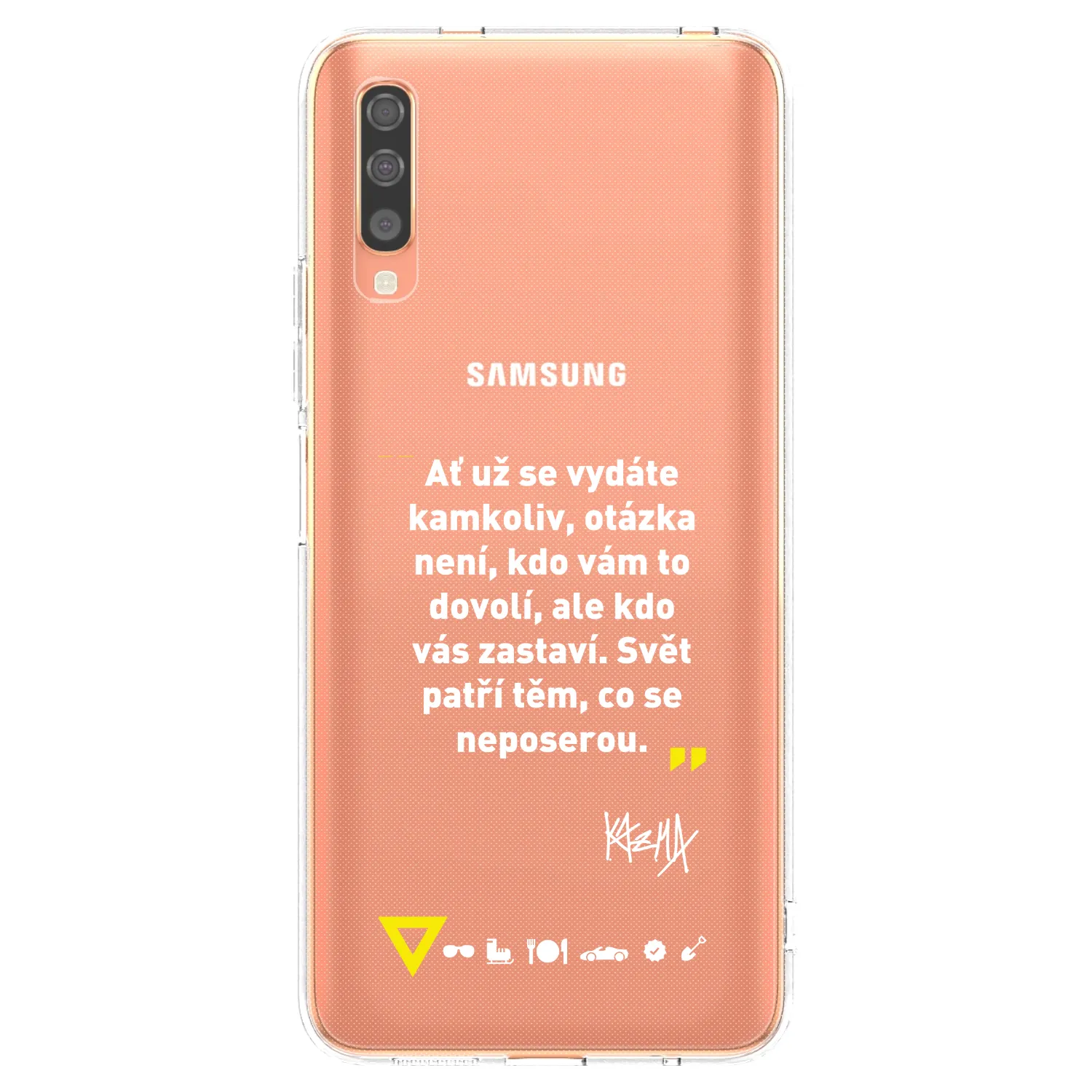 Picasee silikonový průhledný obal pro Samsung Galaxy A70 A705F - Kazma - SVĚT PATŘÍ TĚM, CO SE NEPOSEROU