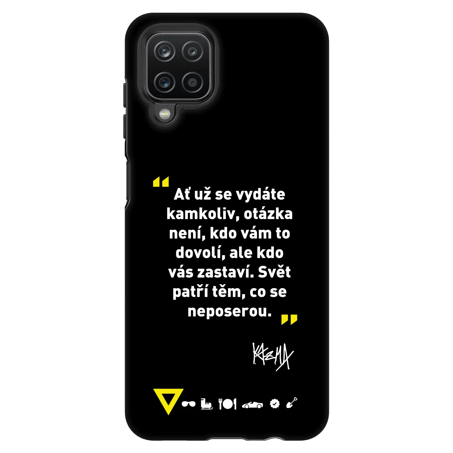 Picasee Fashion Case pro Samsung Galaxy A12 A125F - Kazma - SVĚT PATŘÍ TĚM, CO SE NEPOSEROU