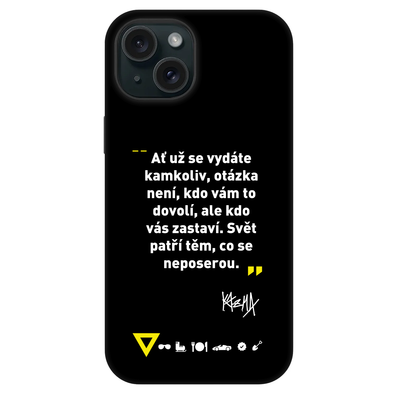 Picasee Fashion Case MagSafe Apple iPhone 15 - Kazma - SVĚT PATŘÍ TĚM, CO SE NEPOSEROU