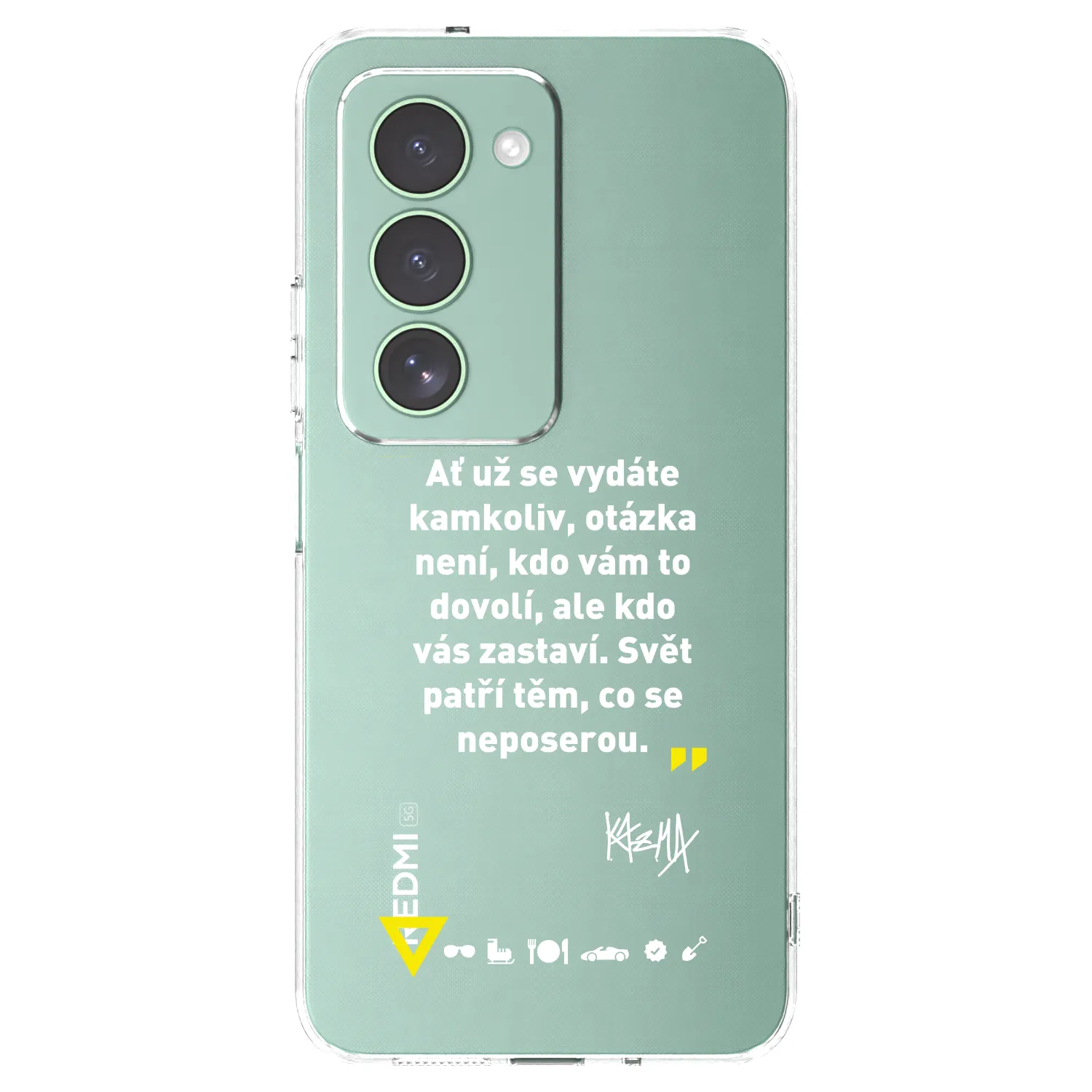Picasee silikonový průhledný obal pro Xiaomi Redmi 15 5G - Kazma - SVĚT PATŘÍ TĚM, CO SE NEPOSEROU