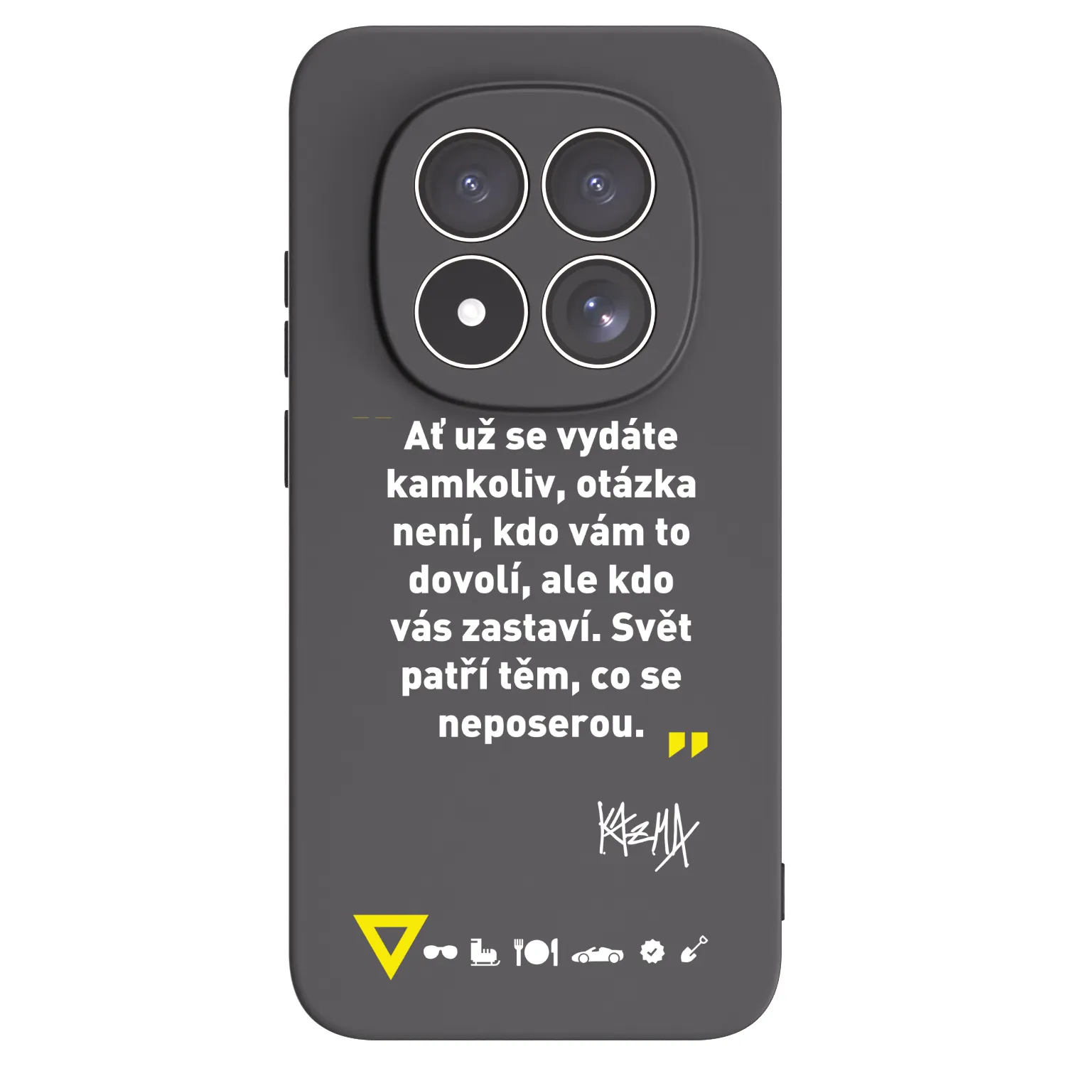 Picasee silikonový černý obal pro Xiaomi Redmi Note 15 Pro 4G - Kazma - SVĚT PATŘÍ TĚM, CO SE NEPOSEROU