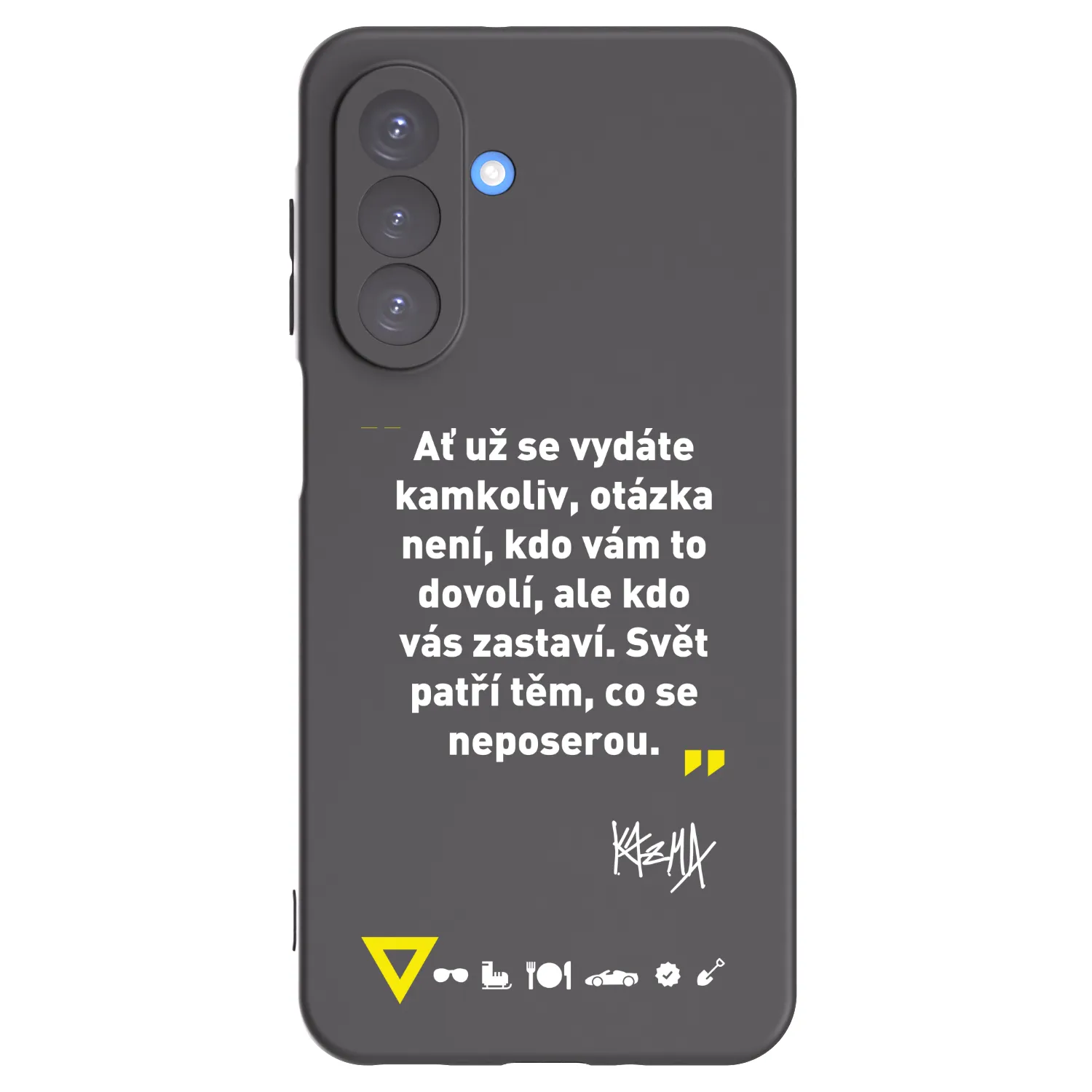 Picasee silikonový černý obal pro Samsung Galaxy A17 5G - Kazma - SVĚT PATŘÍ TĚM, CO SE NEPOSEROU