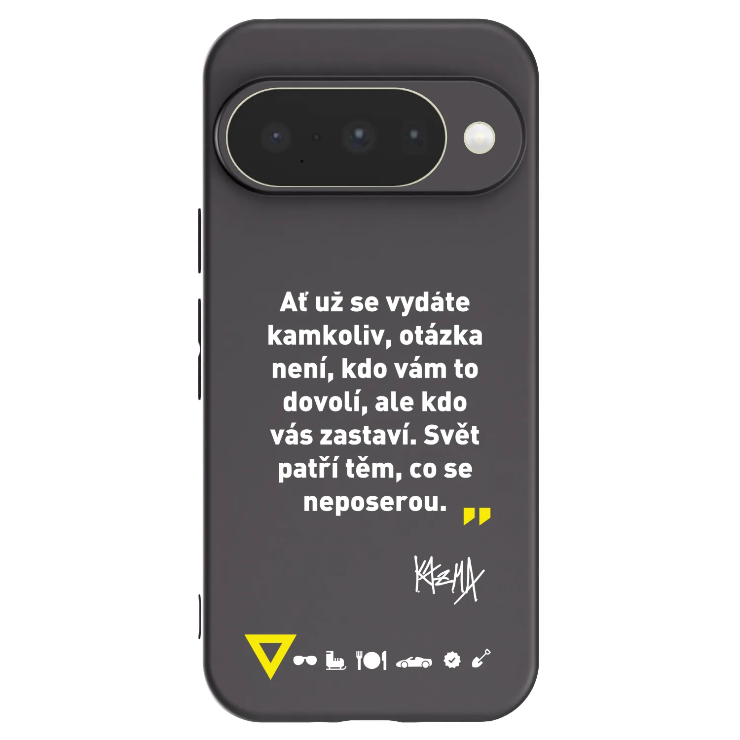 Picasee silikonový černý obal pro Google Pixel 10 - Kazma - SVĚT PATŘÍ TĚM, CO SE NEPOSEROU