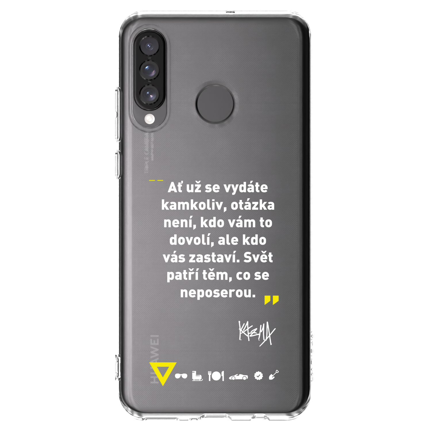 Picasee silikonový průhledný obal pro Huawei P30 Lite - Kazma - SVĚT PATŘÍ TĚM, CO SE NEPOSEROU