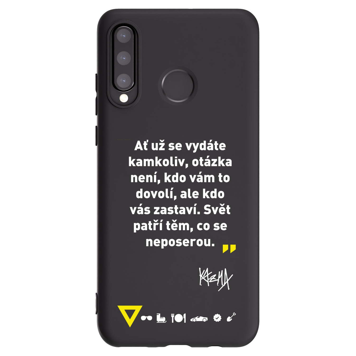 Picasee silikonový černý obal pro Huawei P30 Lite - Kazma - SVĚT PATŘÍ TĚM, CO SE NEPOSEROU