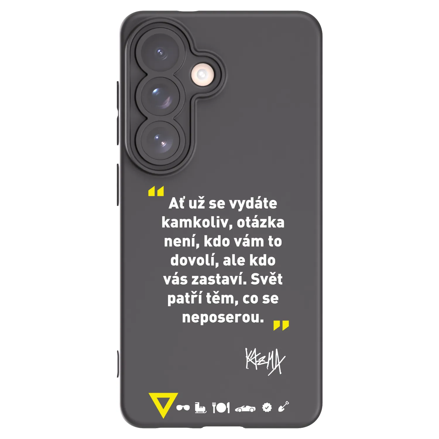 Picasee silikonový černý obal pro Samsung Galaxy S26 - Kazma - SVĚT PATŘÍ TĚM, CO SE NEPOSEROU