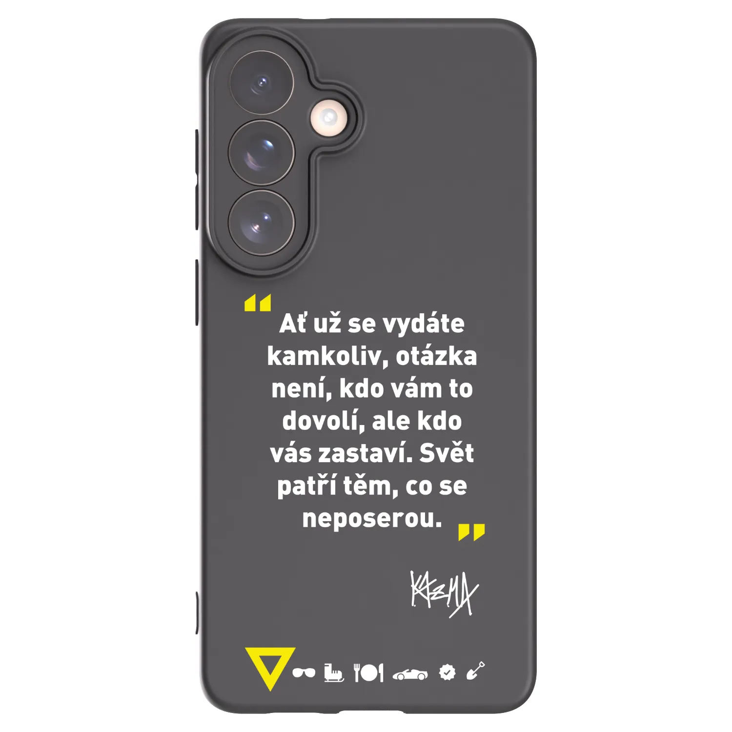 Picasee silikonový černý obal pro Samsung Galaxy S26+ - Kazma - SVĚT PATŘÍ TĚM, CO SE NEPOSEROU
