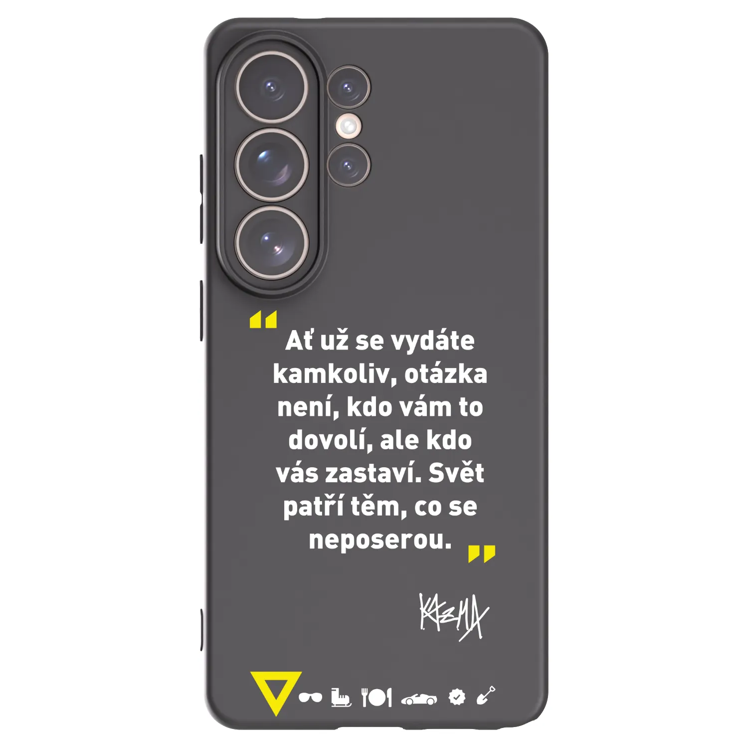 Picasee silikonový černý obal pro Samsung Galaxy S26 Ultra - Kazma - SVĚT PATŘÍ TĚM, CO SE NEPOSEROU