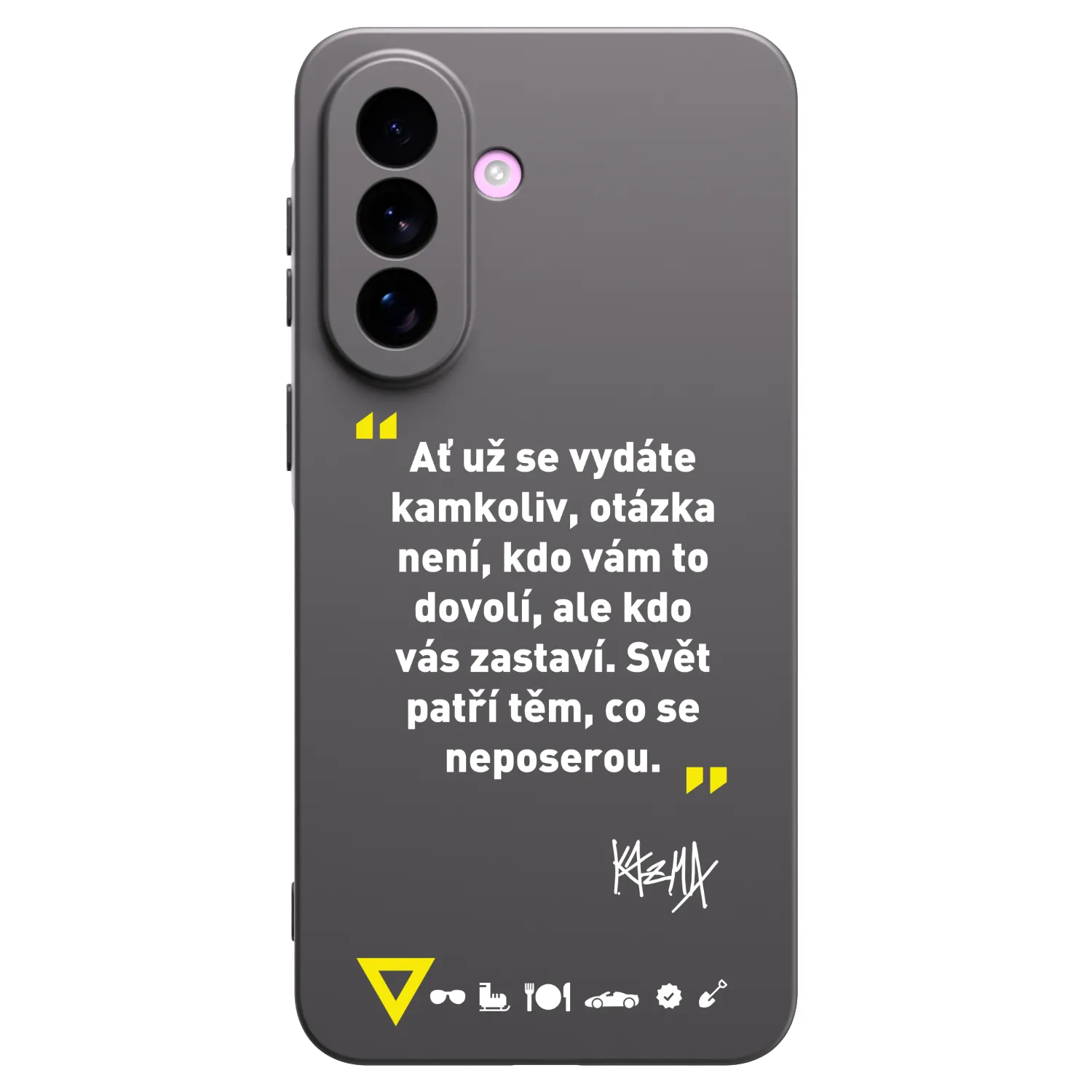 Picasee silikonový černý obal pro Samsung Galaxy A57 5G - Kazma - SVĚT PATŘÍ TĚM, CO SE NEPOSEROU
